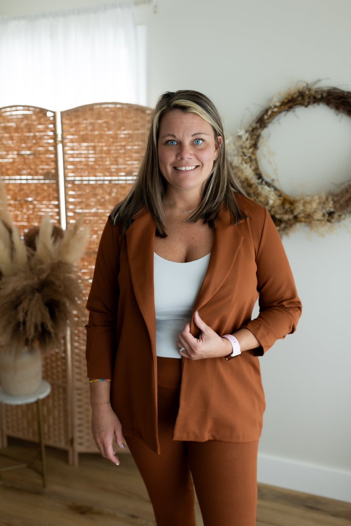 Magic 3/4 Ponte Knit Blazer in Rust