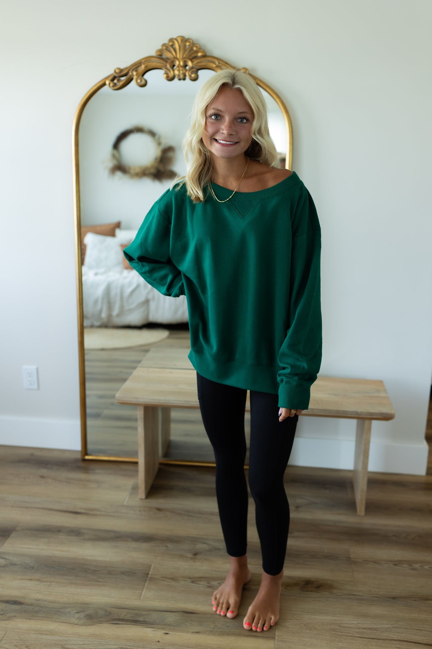 Fleece Boat Neck Sweatshirt | Cozy Relaxed Fit Pullover
