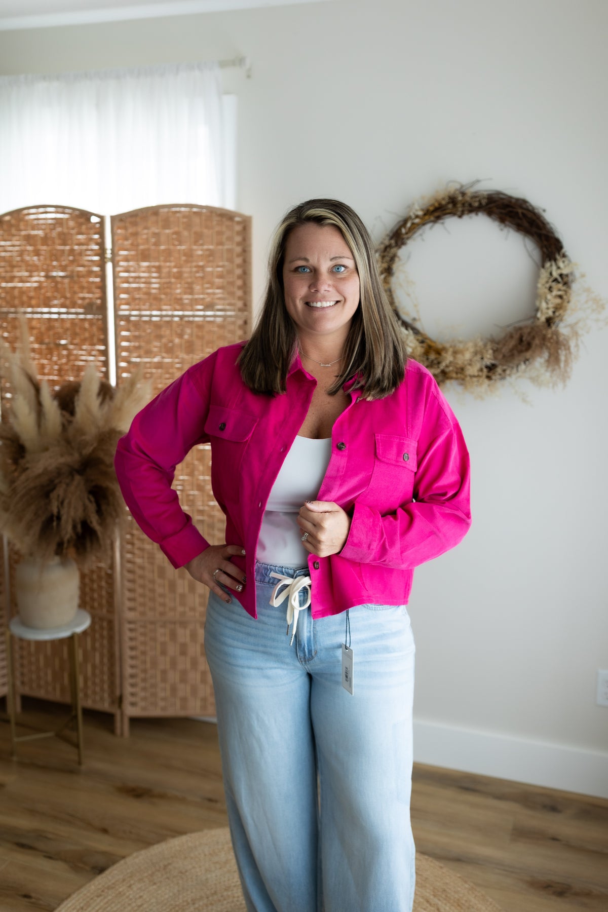 Pink Corduroy Boyfriend Fit Jacket