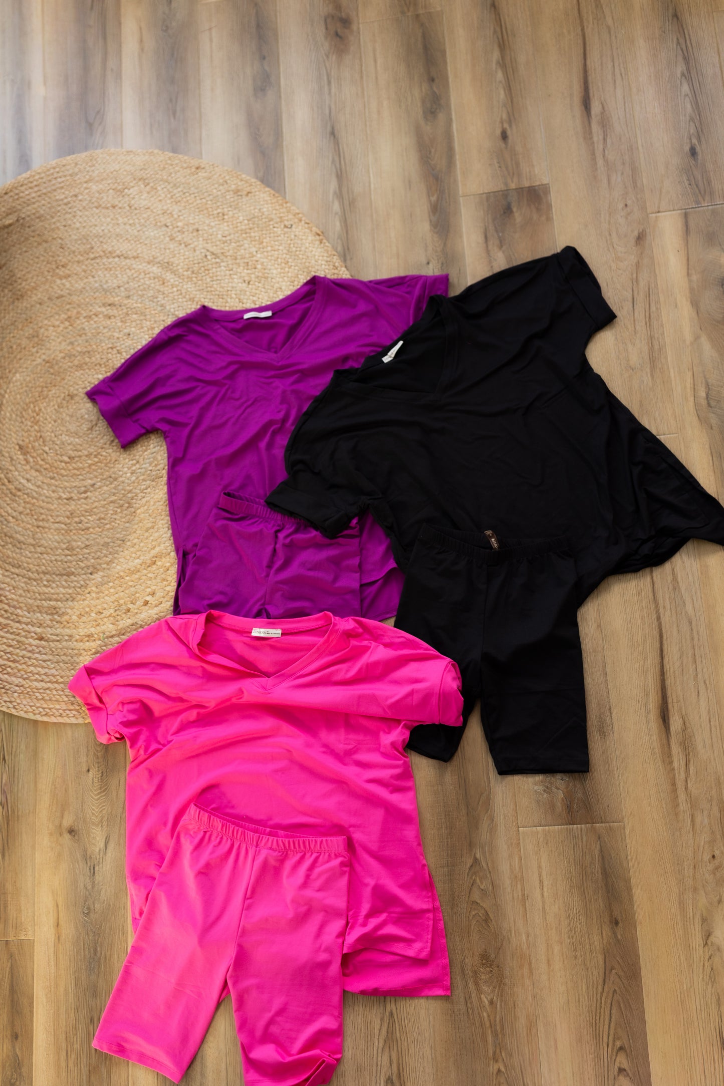 Brushed Microfiber Biker Short Set | Soft Stretch Lounge Outfit