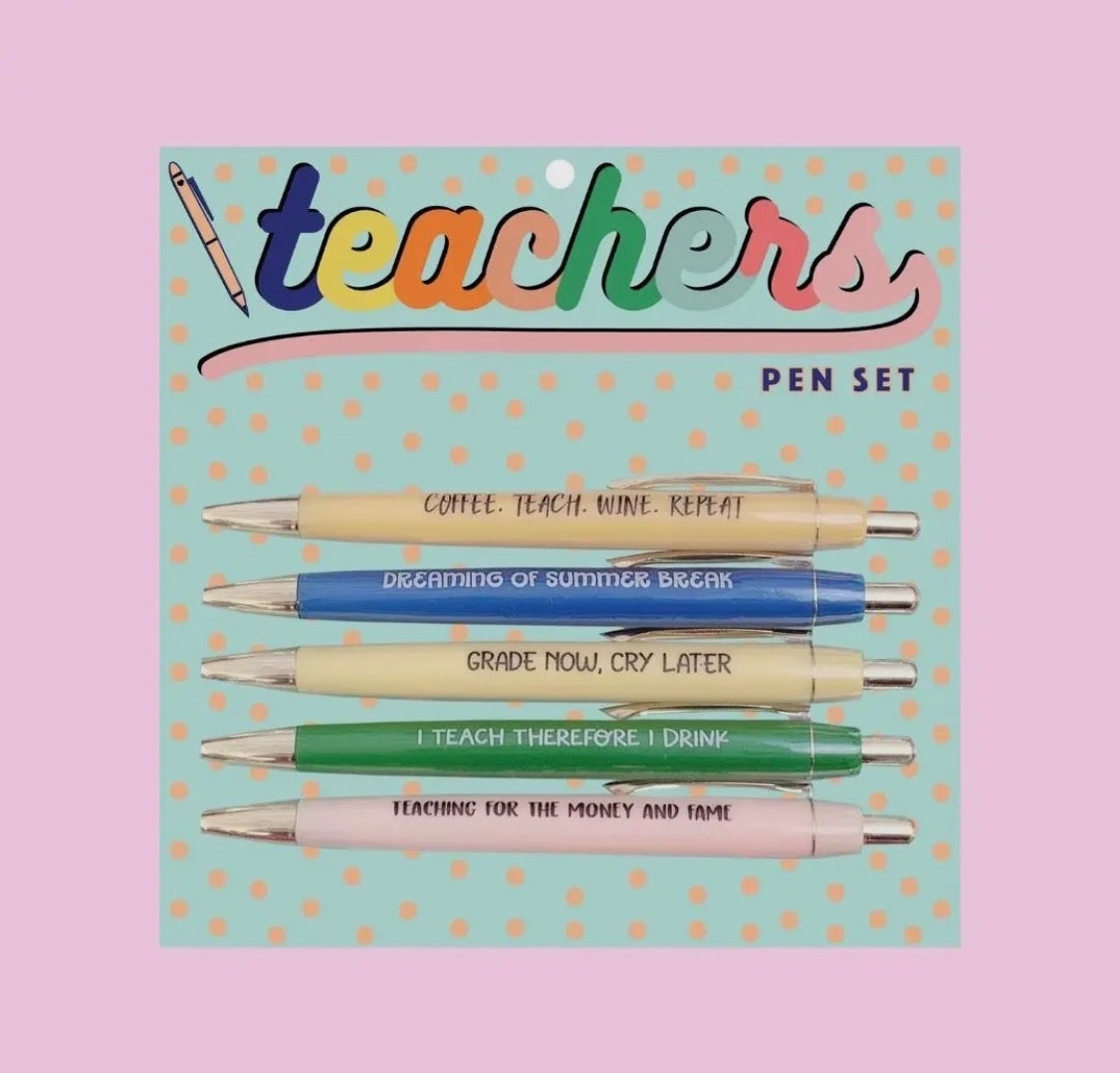 Funny Teacher Pen Set – 5 Pens with Hilarious Sayings for Educators