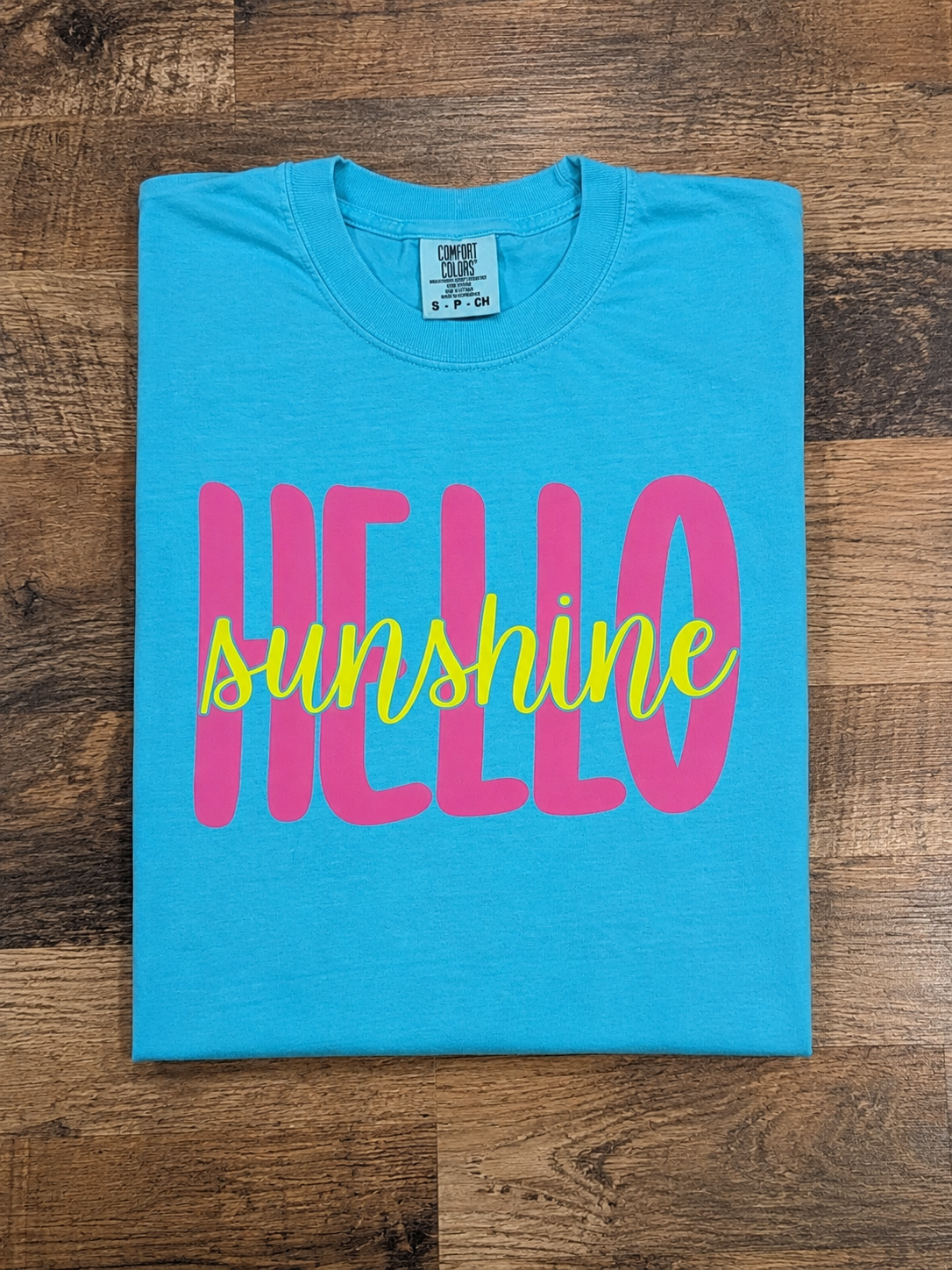 Hello Sunshine Comfort Colors Graphic T-Shirt | Blue Retro Summer Tee