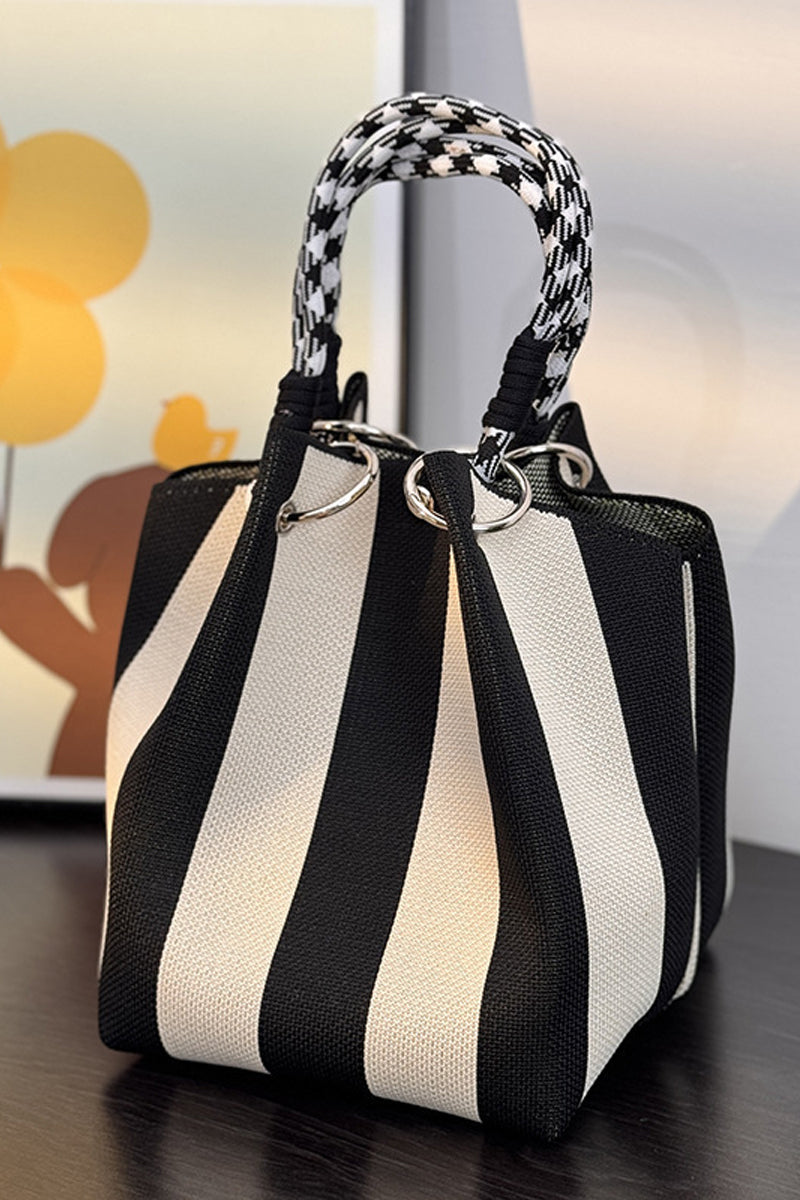 Geometric Knitted Bucket Tote Bag | Lightweight Everyday Knit Handbag