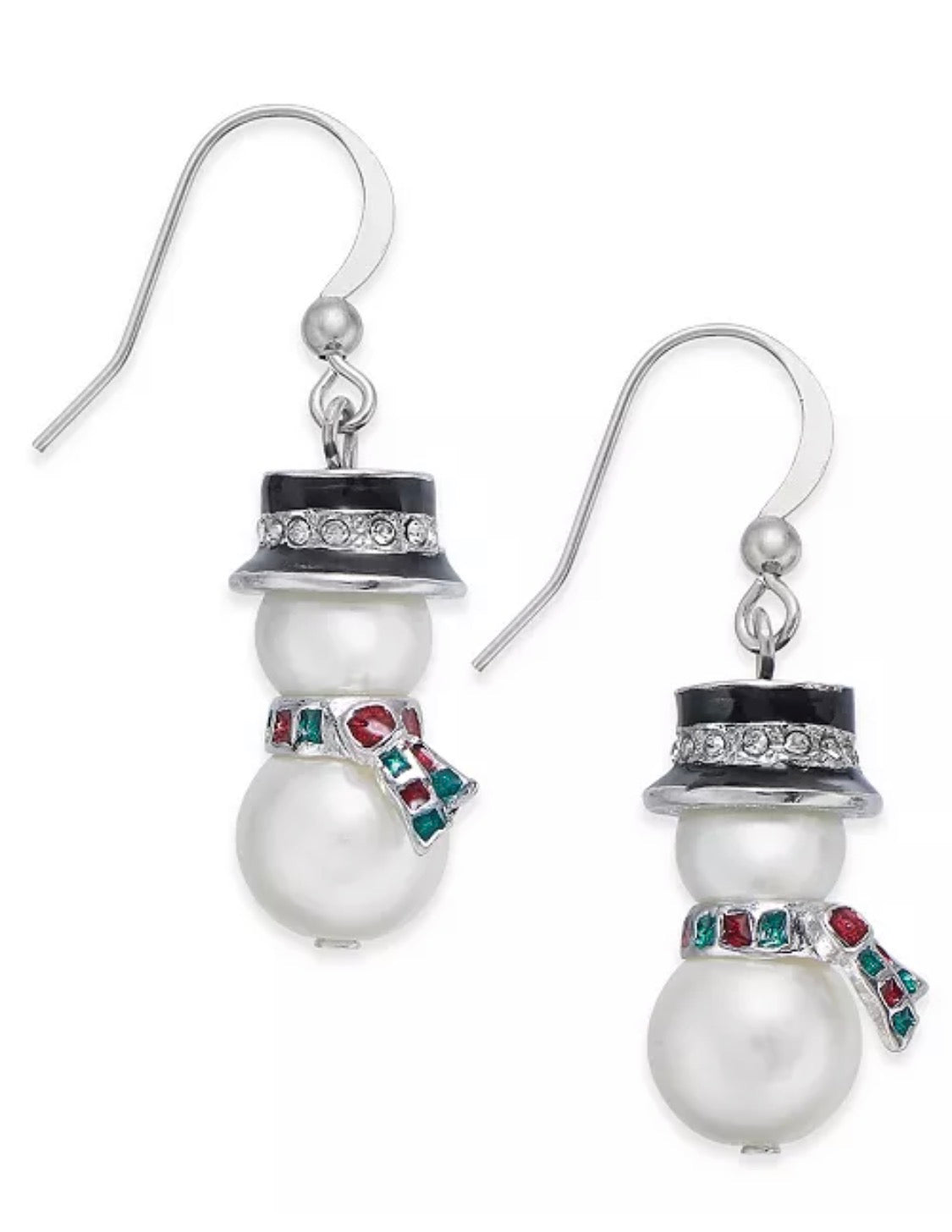 Frosty Pearl Snowman Earrings
