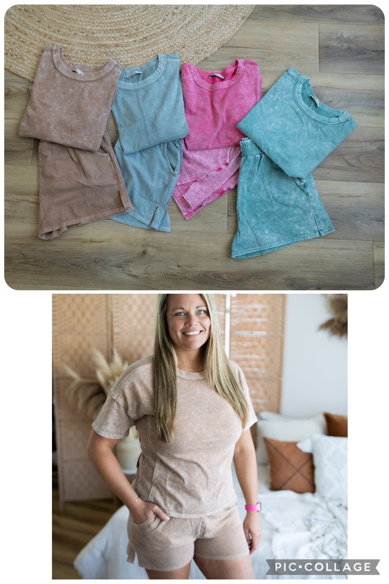Halo Snow Washed Tee & Shorts Set – Short Sleeve Lounge Set for Women