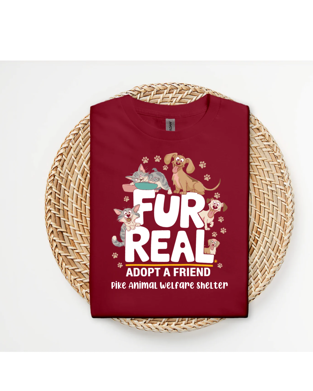 PAWS Fur Real Adopt a Friend Fundraiser T-Shirt | Gildan Softstyle Unisex