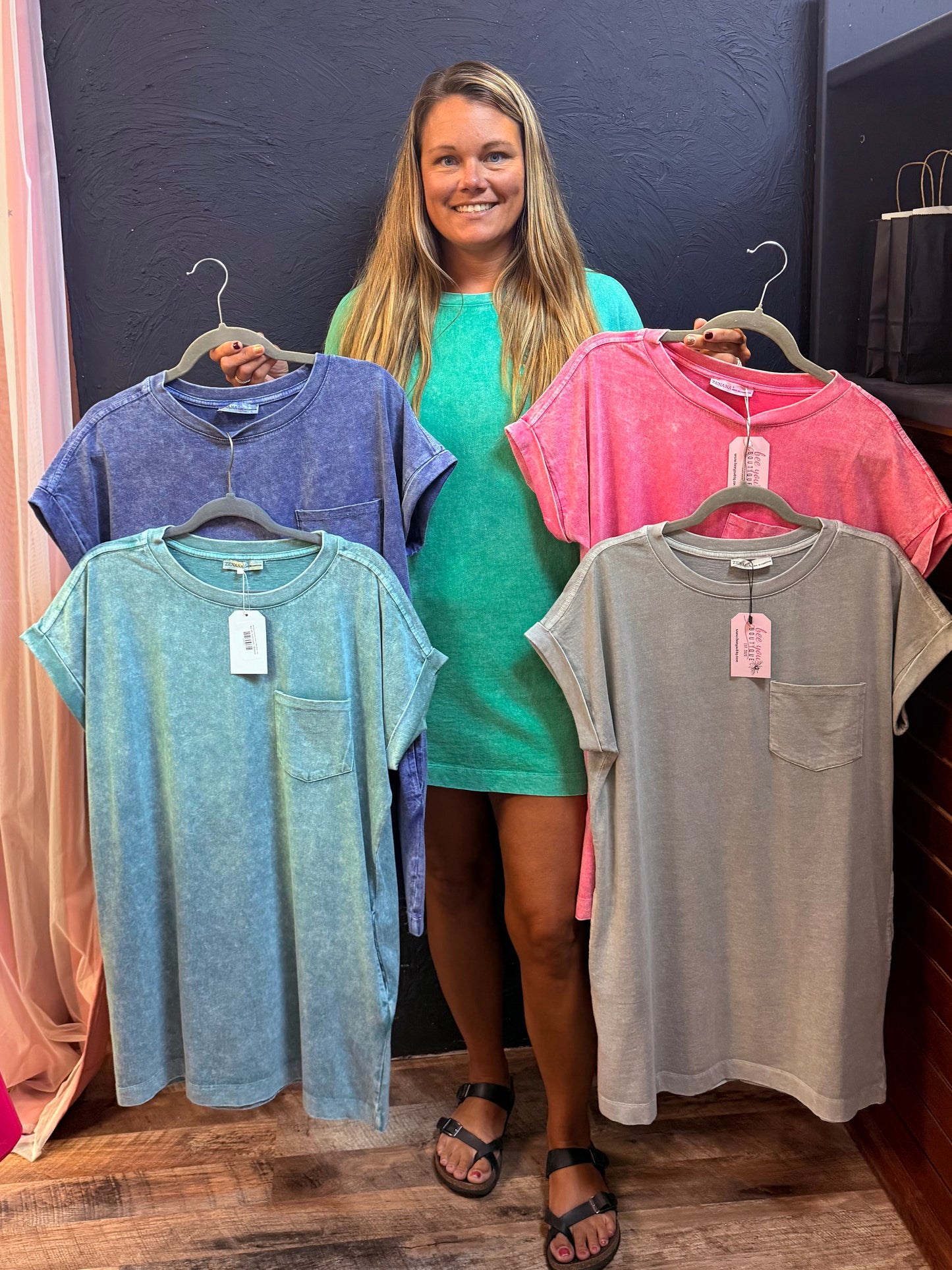 Acid Wash Premium Cotton T-Shirt Dress | Casual Dress