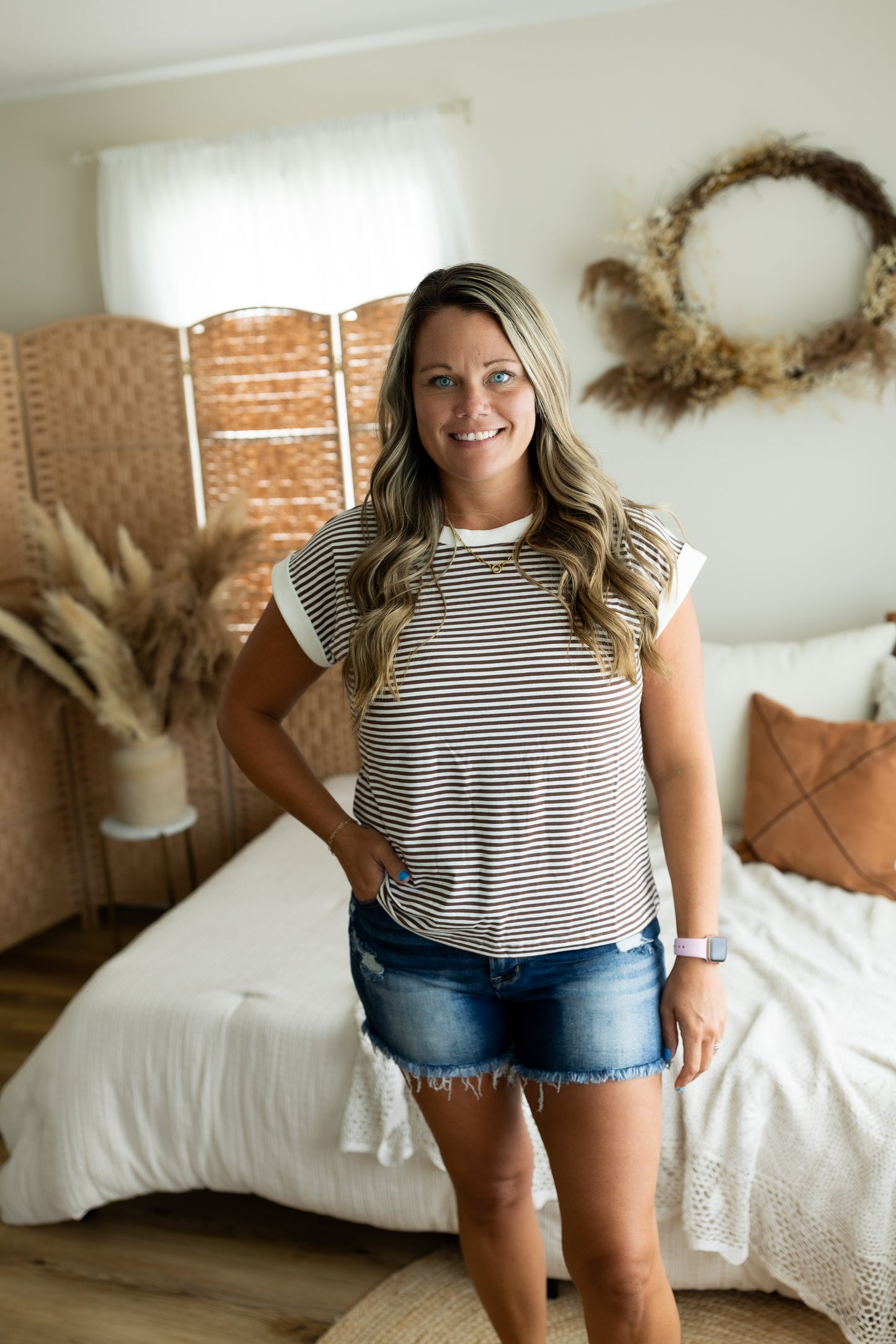 Super Soft Striped Short Sleeve Top