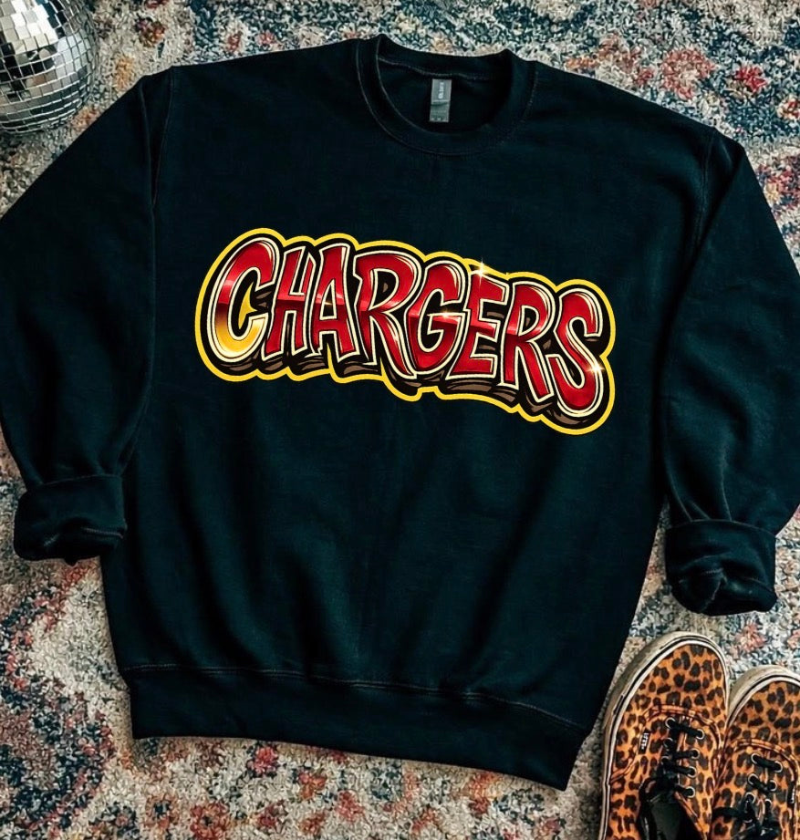 Pike Central Charger Airbrush Classic Tee, Long Sleeve or Crewneck | Burgundy & Gold Spirit Wear | 2T to 3X