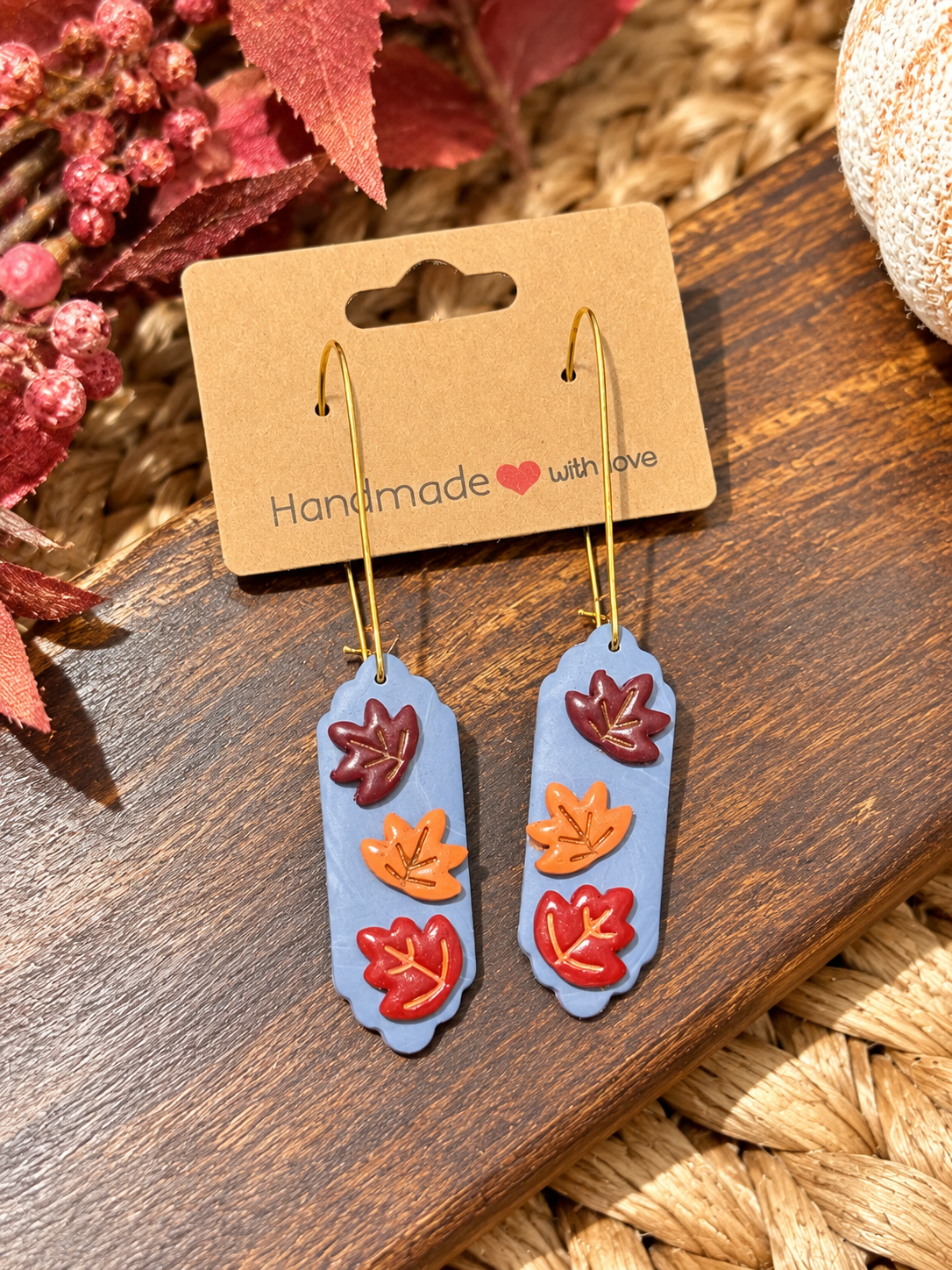 Autumn Leaves Bar Clay Earrings
