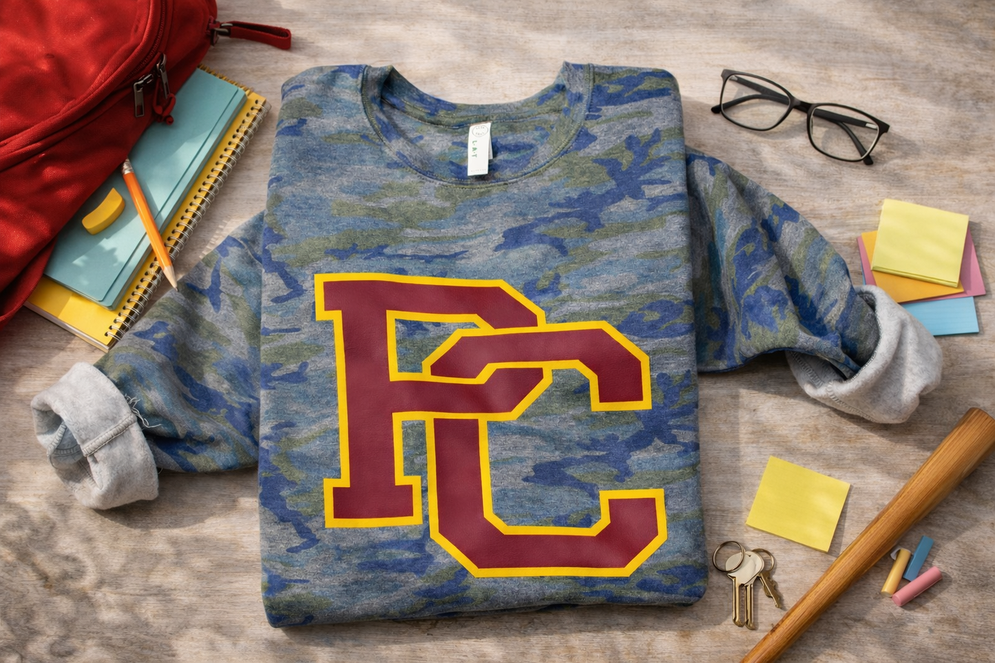 PC Camo Crewneck Sweatshirt – Classic School Spirit Pullover