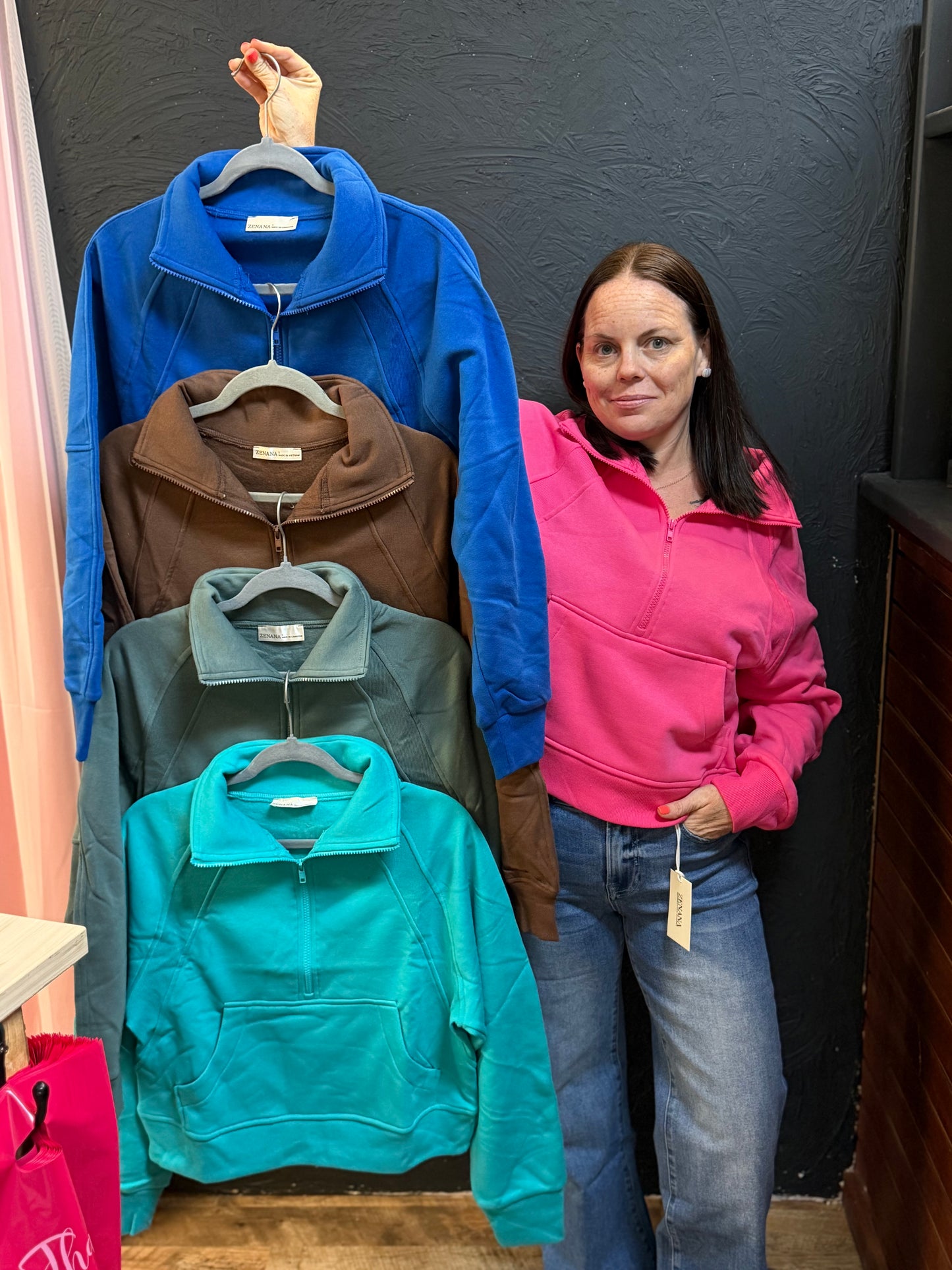 Fleece Half Zip Kangaroo Pocket Pullover | Soft Cotton Blend Sweatshirt