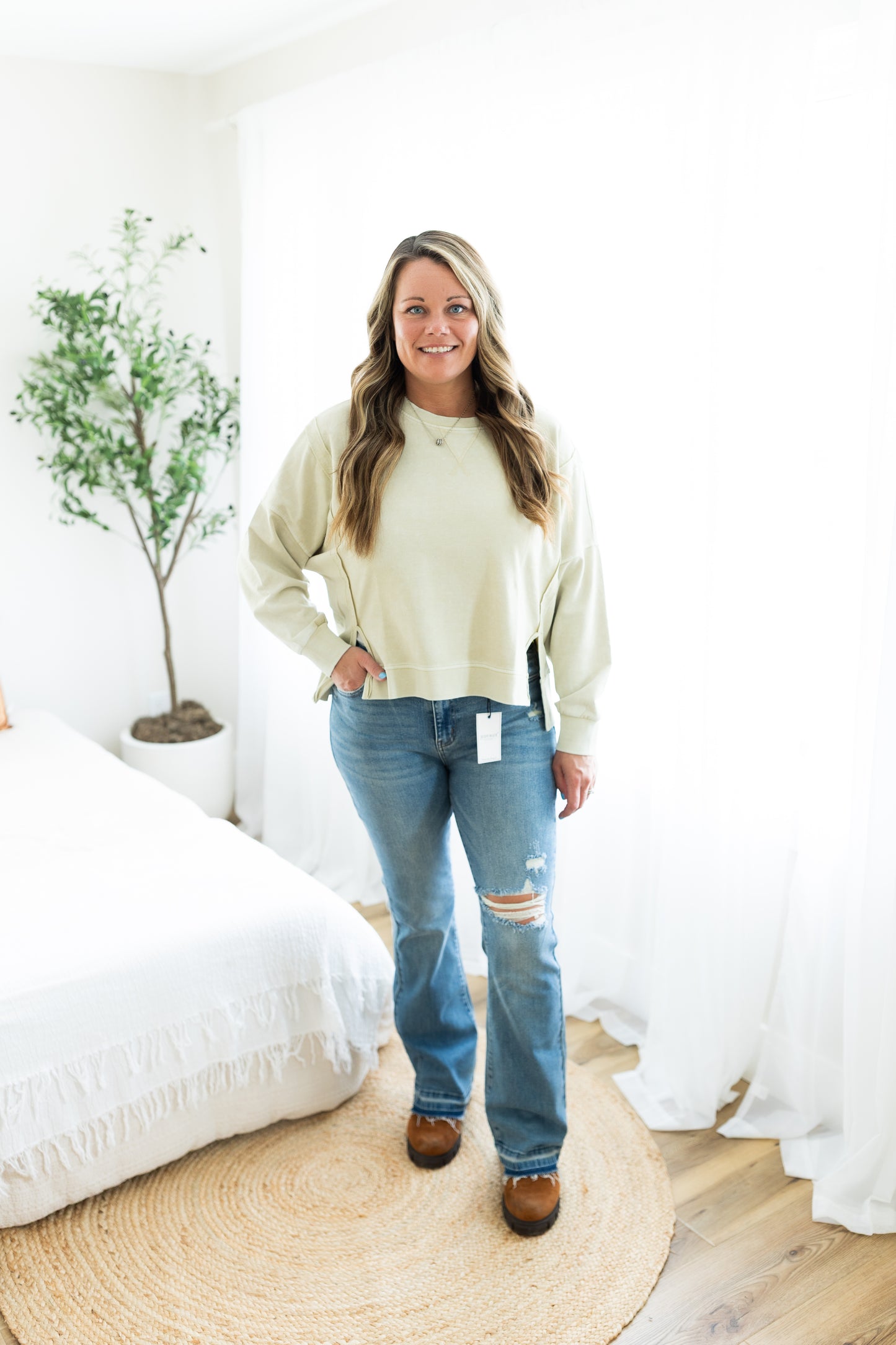 Oatmeal Outseam Detail Pullover | Cozy Neutral Everyday Sweatshirt