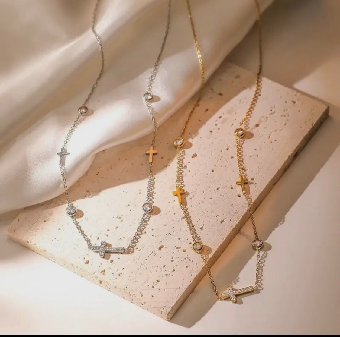 18K Gold Stainless Steel Cross Necklace