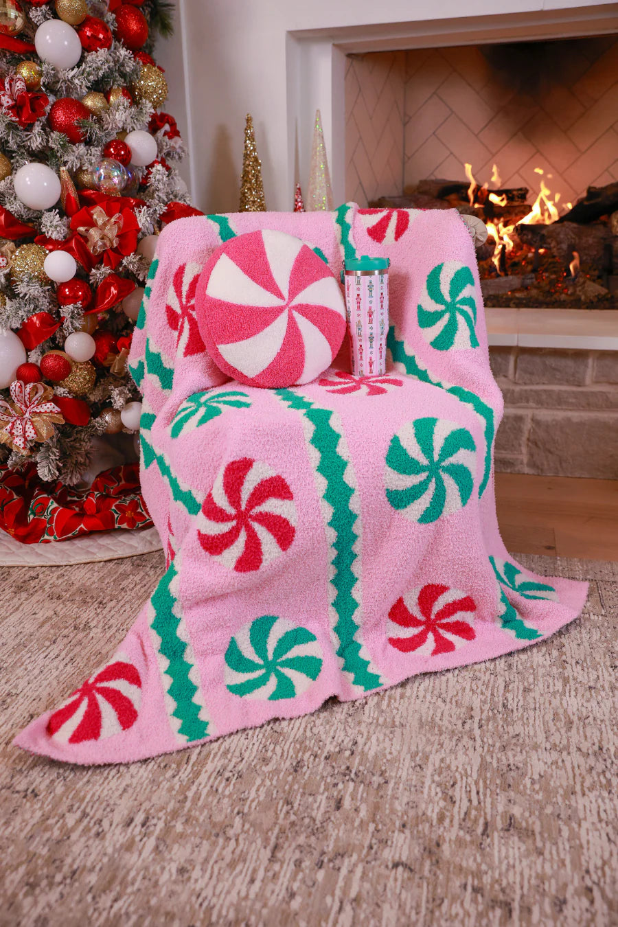 Pink Peppermint Swirl Blanket