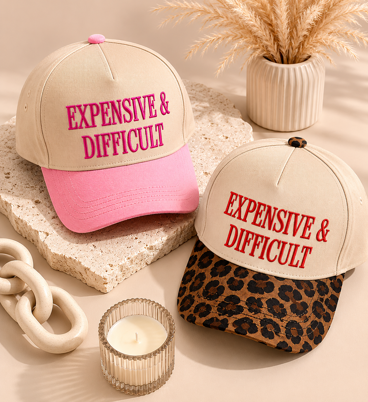 “EXPENSIVE & DIFFICULT” Embroidered Baseball Cap | Adjustable Trendy Hat