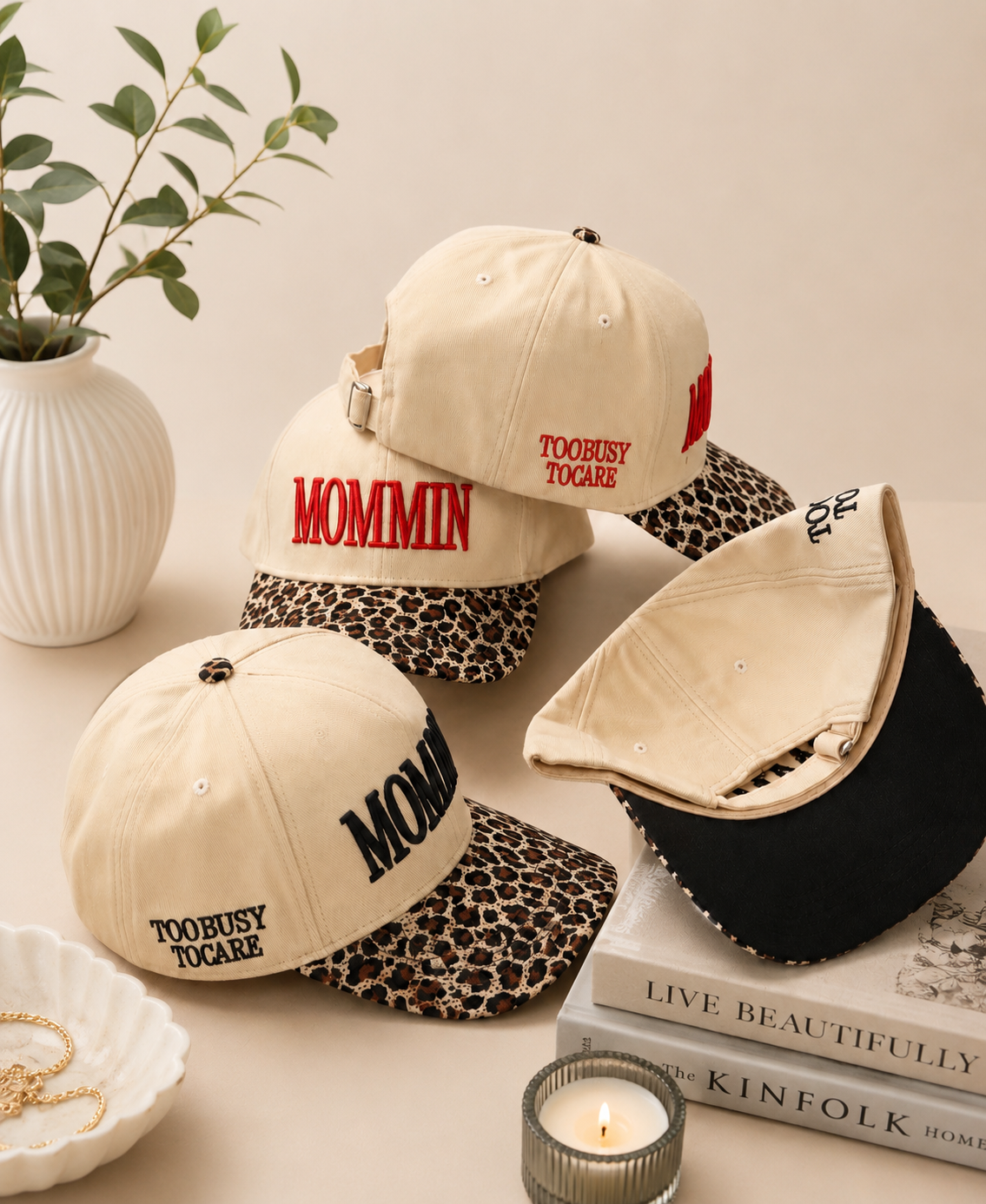 MOMMIN’ Embroidered Baseball Cap | “Too Busy To Care” Adjustable Mom Hat