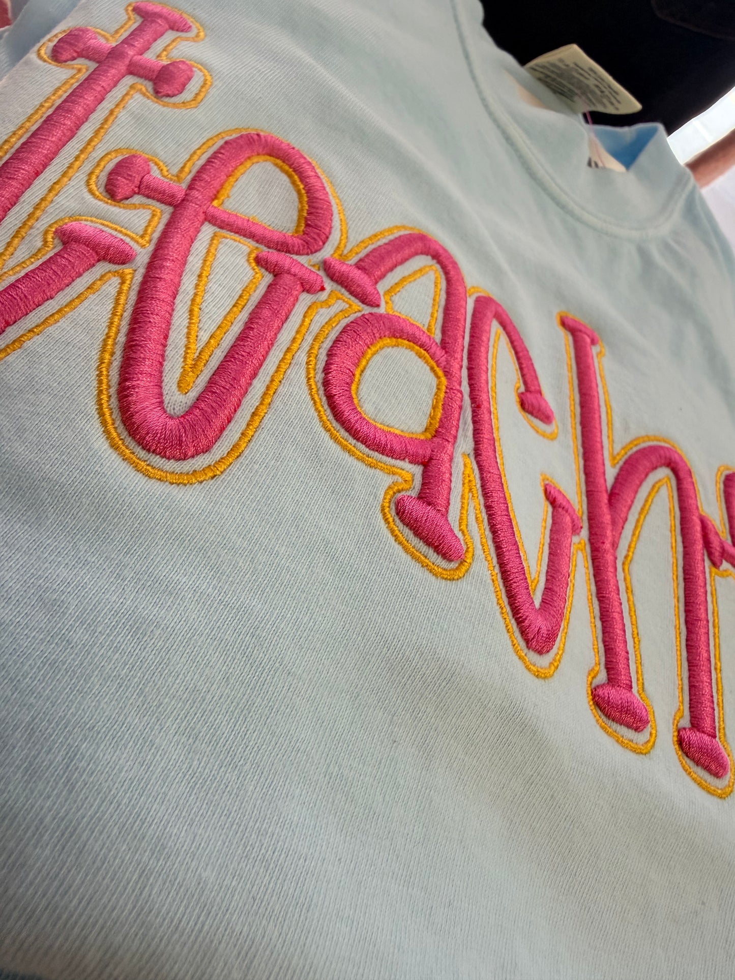 Comfort Colors Embroidered Teacher T-Shirt | Light Blue Graphic Tee