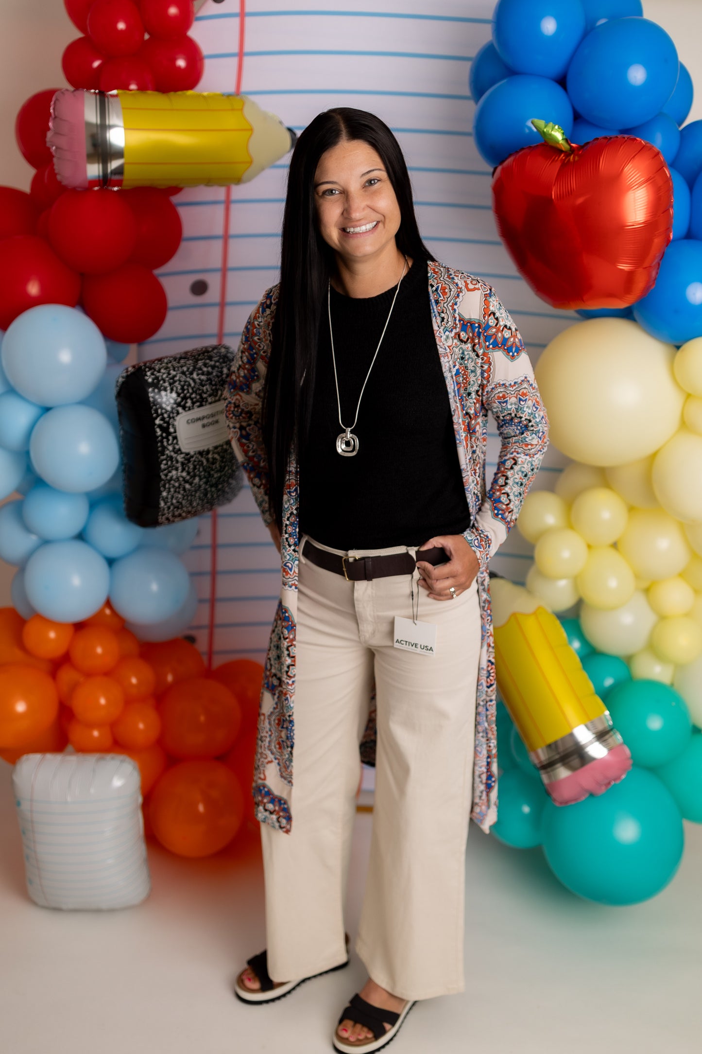 Belted Relaxed Leg Twill Stretch Pants | Cotton Blend