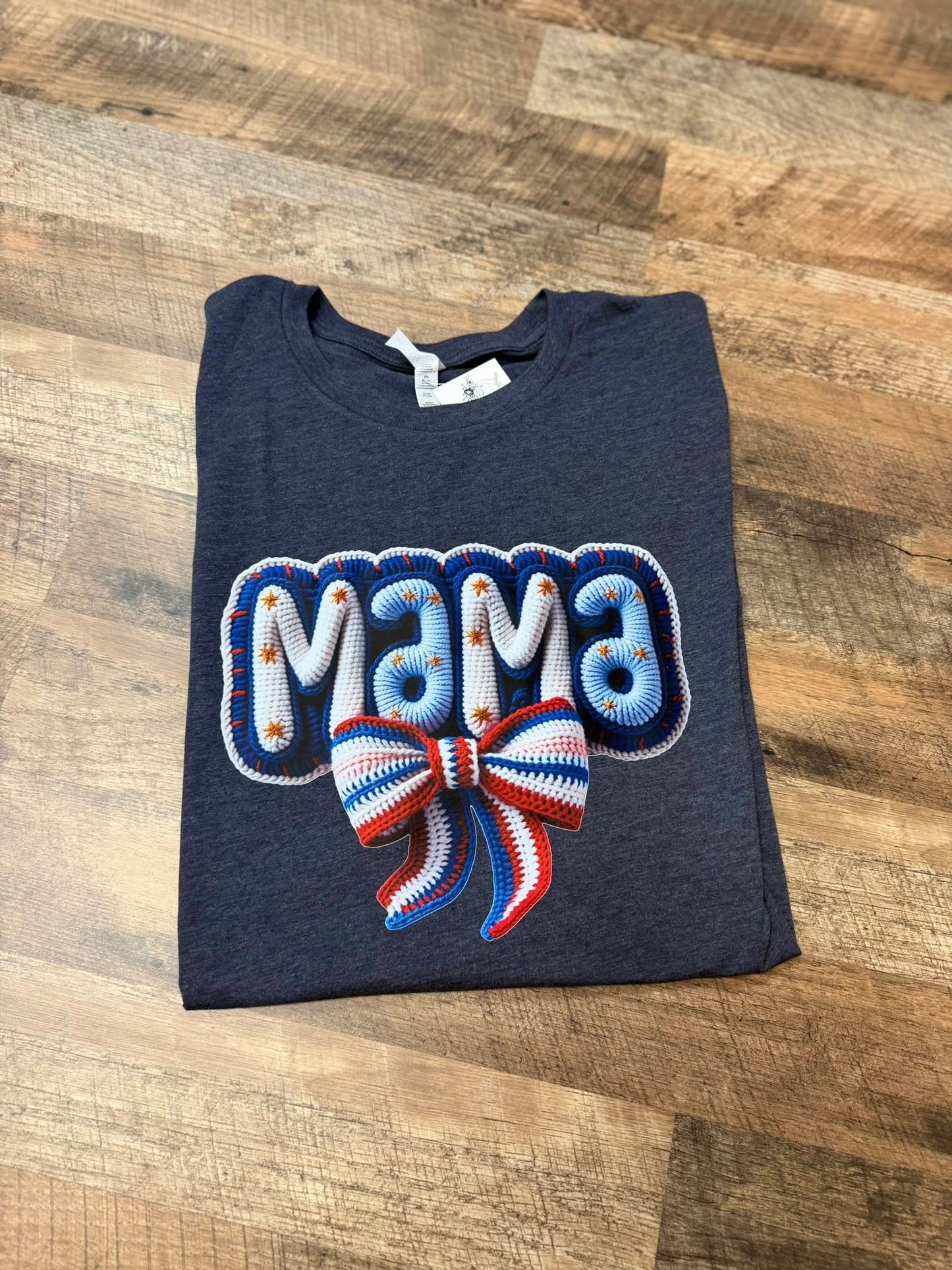 Bella Canvas Patriotic MAMA Tee – American Flag Bow Graphic