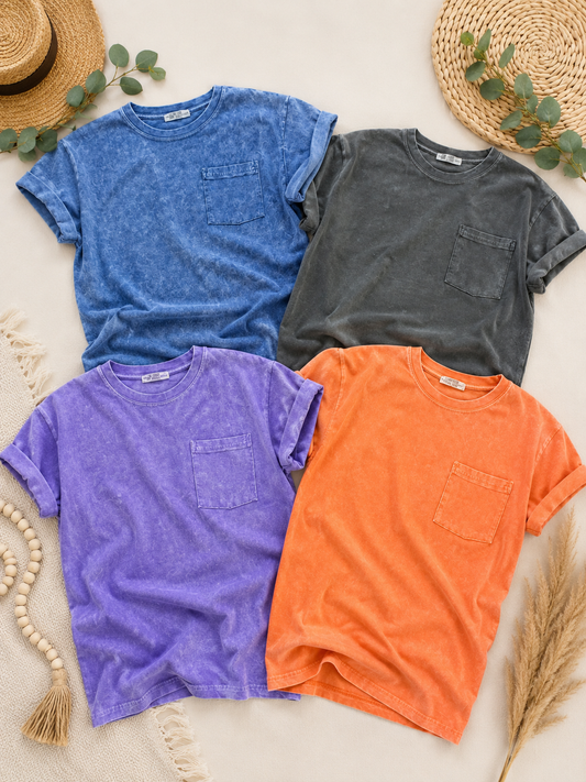 Halo Snow Washed Cuffed Sleeve Tee – Vintage Style Short Sleeve Shirt