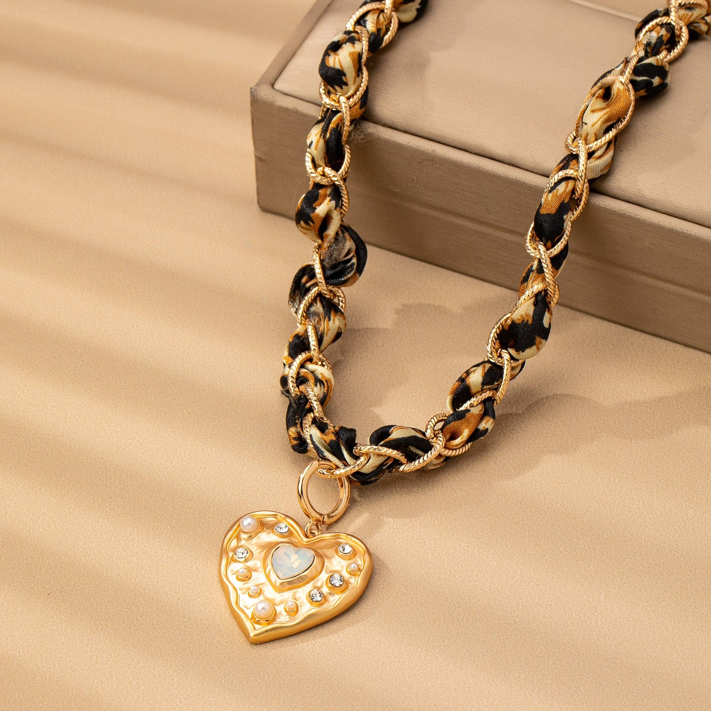 DOUBLE CORD CHARM NECKLACE - HEART CROSS STONE | 80N92547