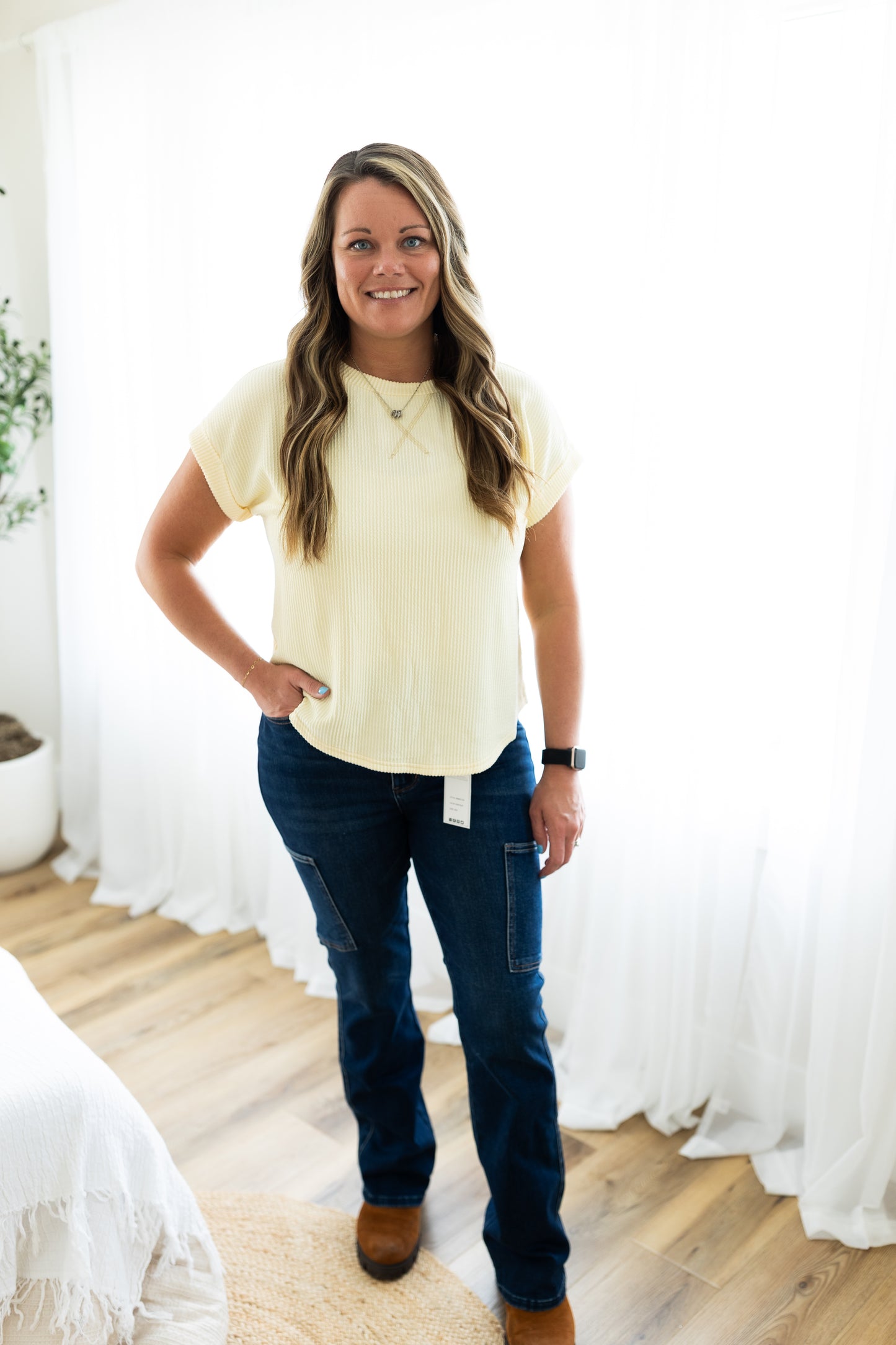 Judy Blue High Rise Dark Wash Cargo Bootcut Jeans | Stretch Denim Utility Style