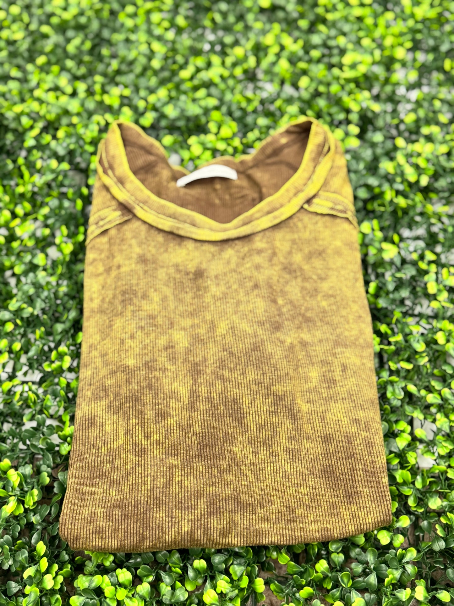 Acid Wash Ribbed Top