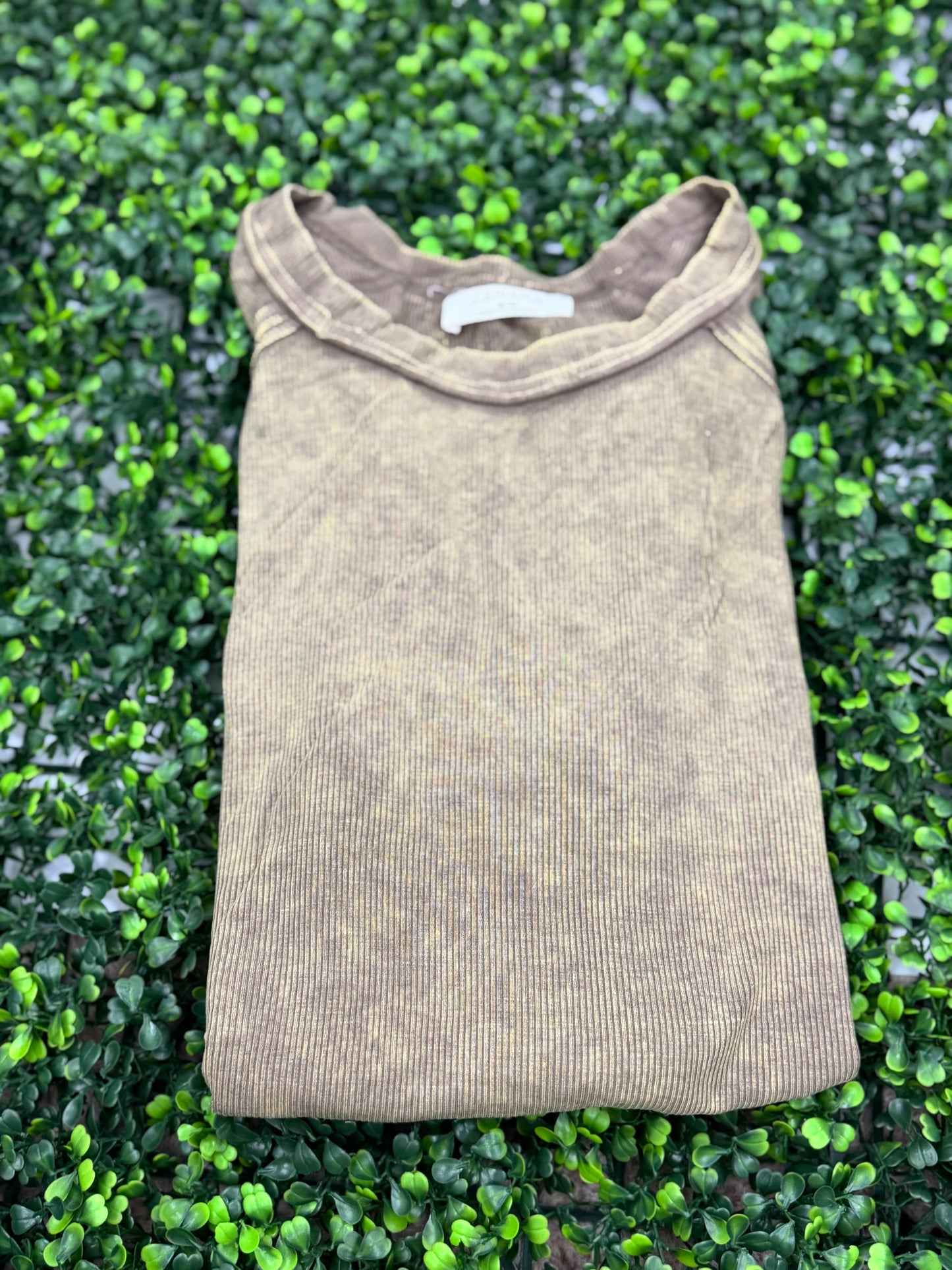 Acid Wash Ribbed Top