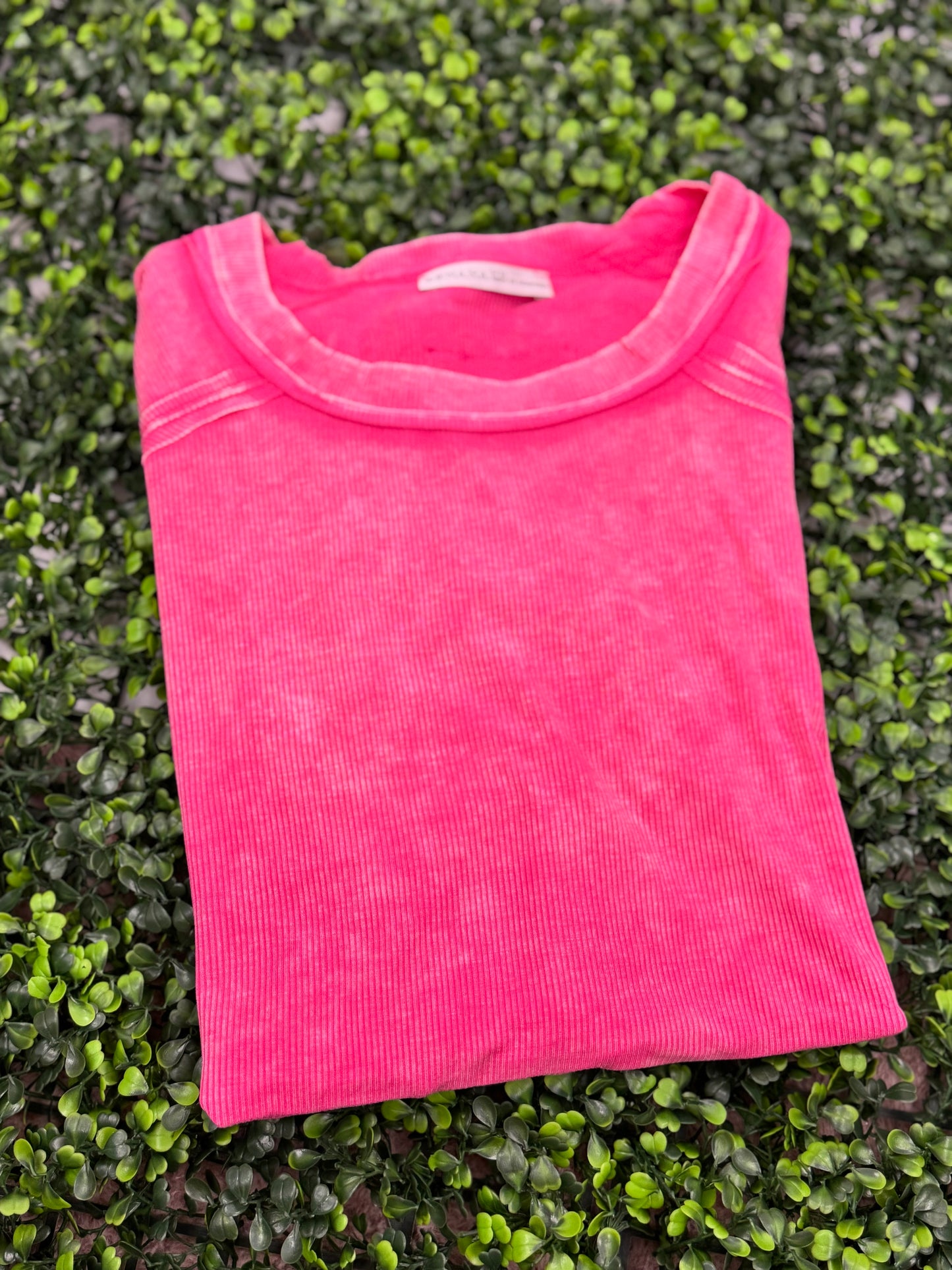 Acid Wash Ribbed Top