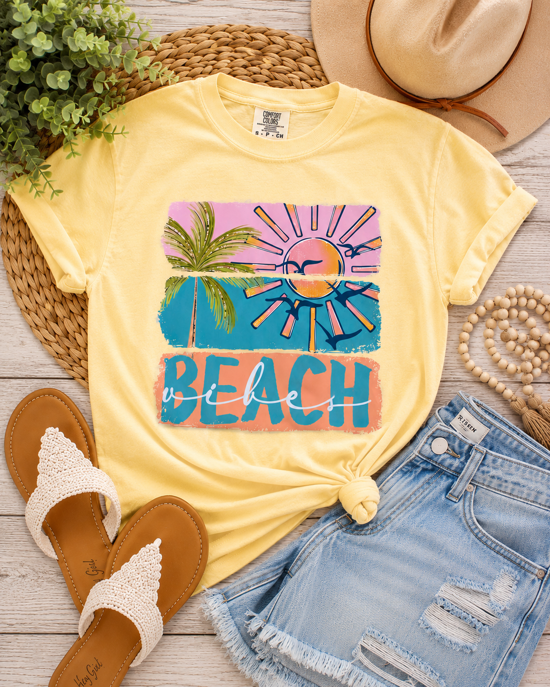 Sunshine & Sand Beach Graphic Tee | Comfort Colors Summer Shirt