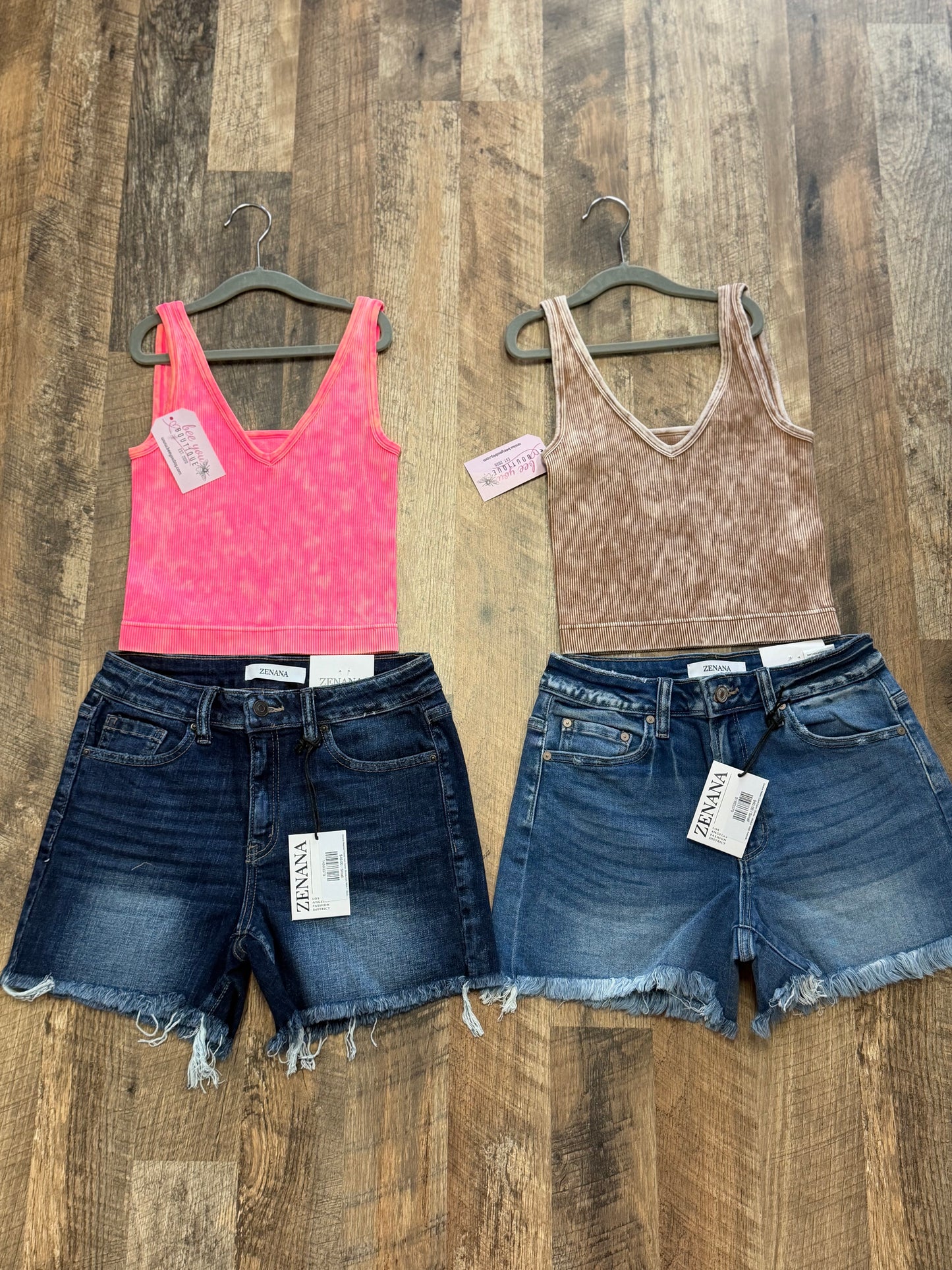 Washed Ribbed Seamless Tank Top – 2 Way Neckline Reversible Cami