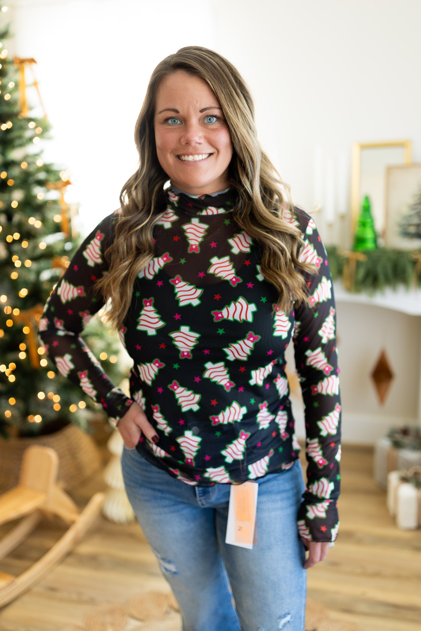 Frosted Tree Mesh Top