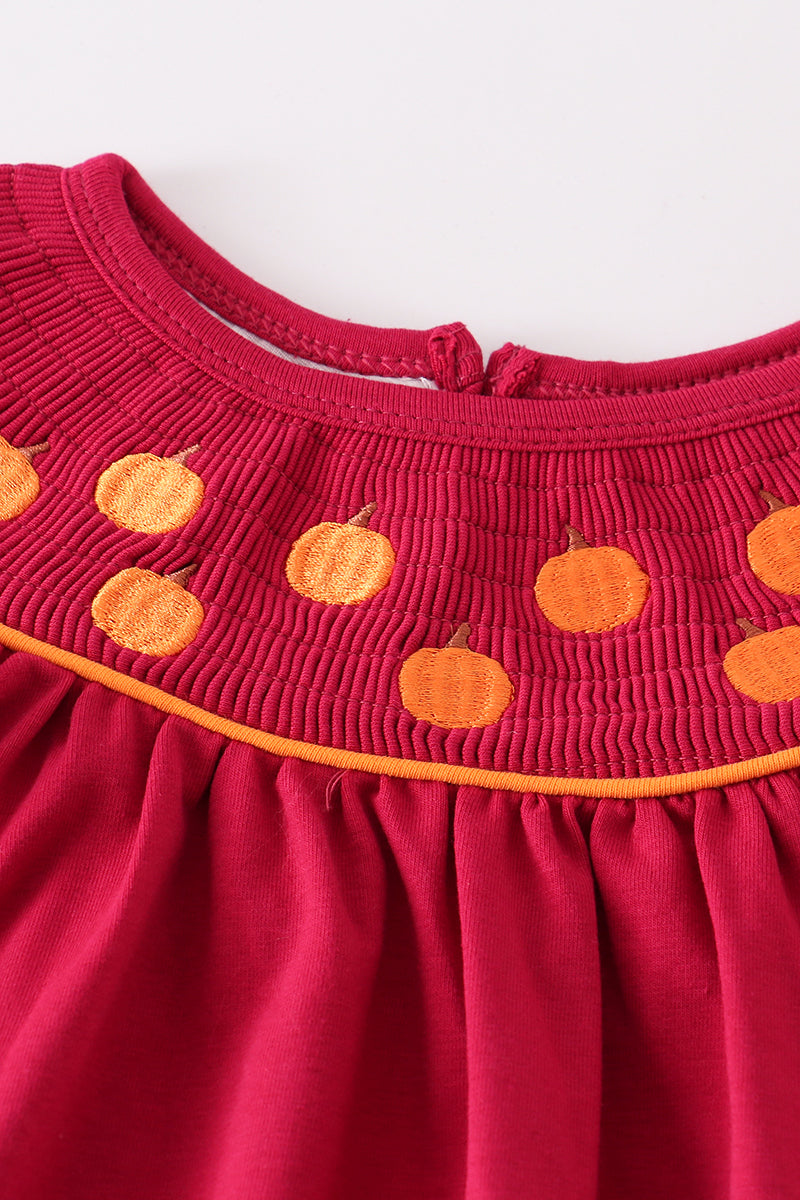 Pumpkin Embroidered Top