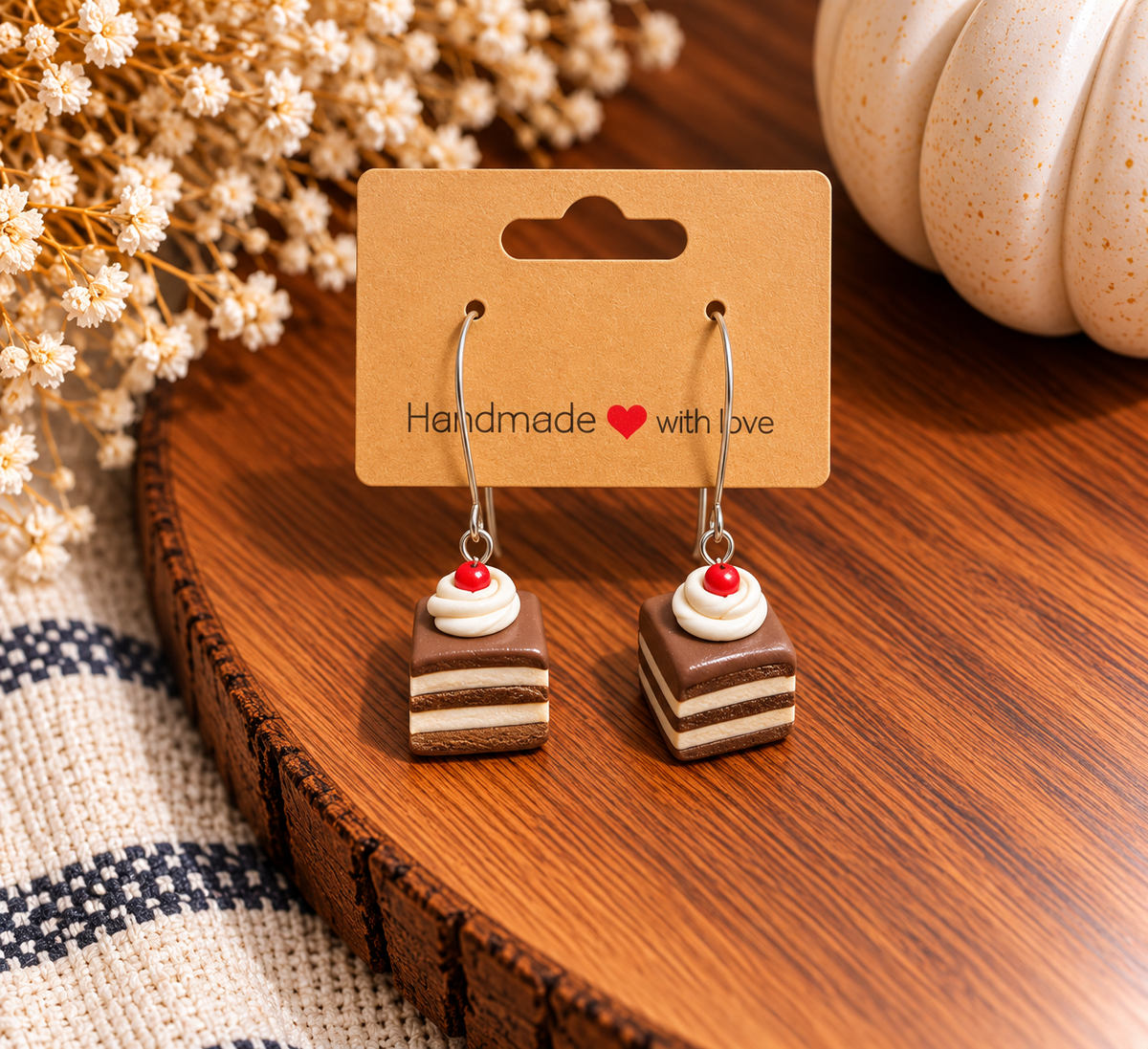 Chocolate Layer Cake Clay Earrings