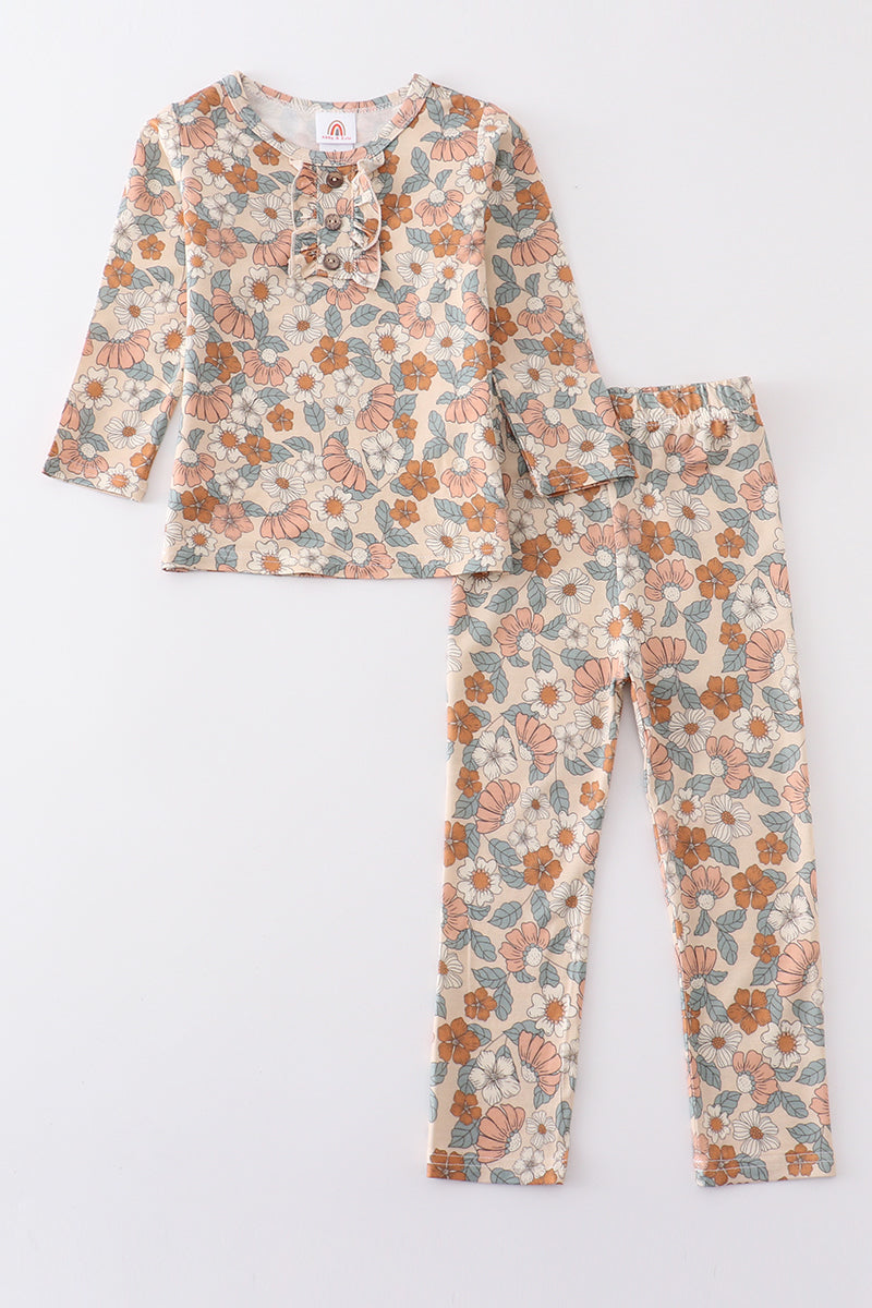 Retro Floral Print Pajamas