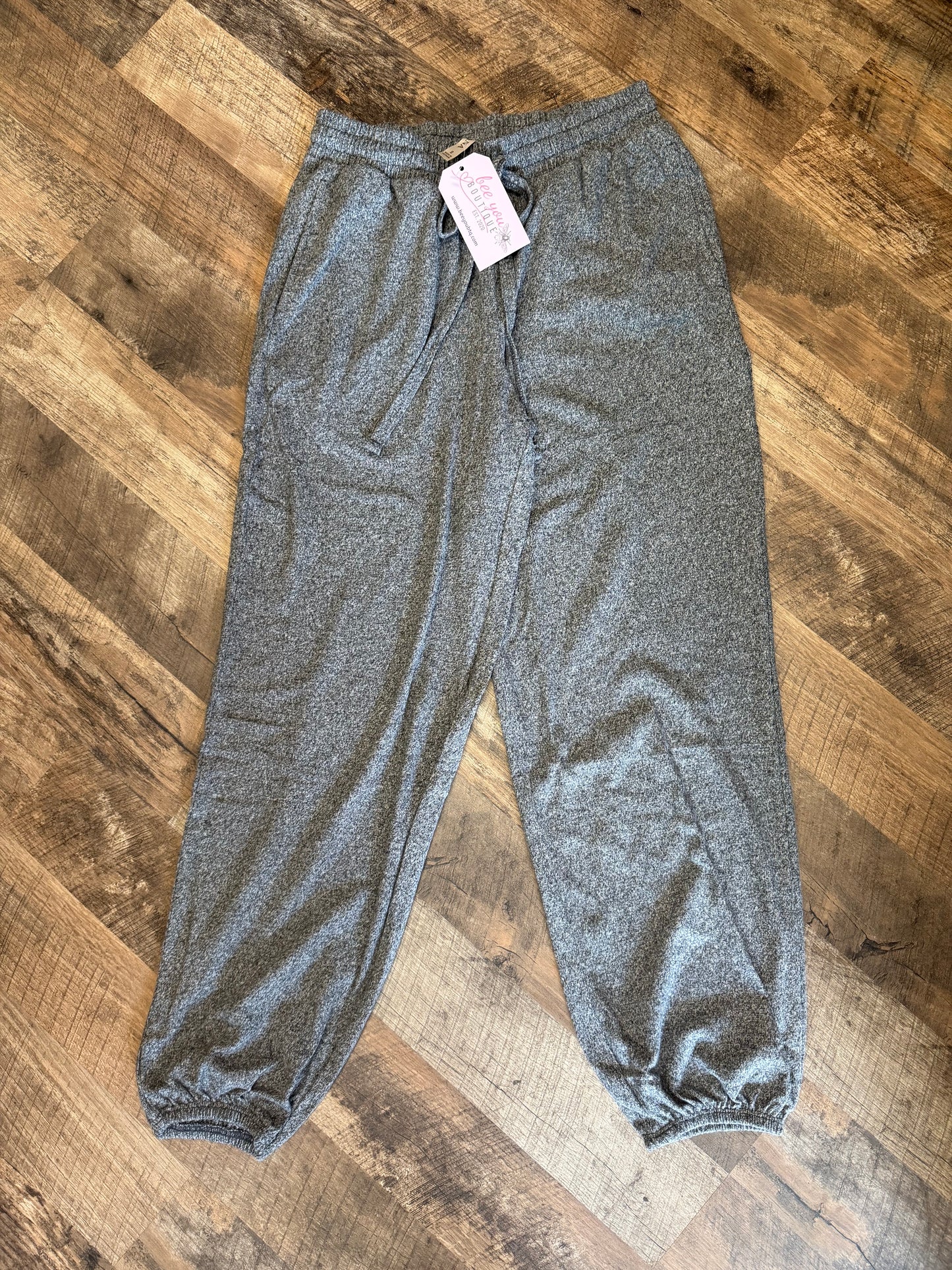 CloudSoft Melange Hacci Tie-Front Joggers – Cozy Everyday Fit