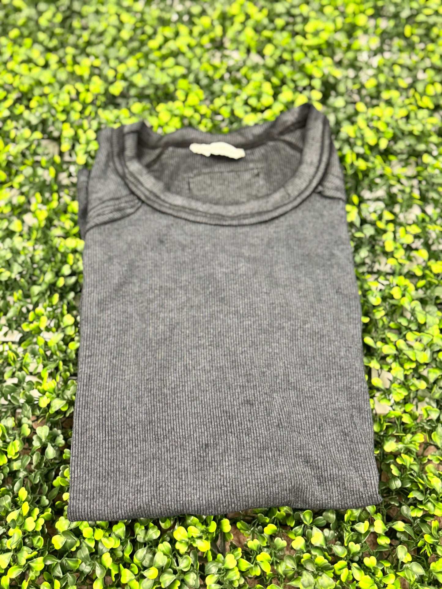 Acid Wash Ribbed Top