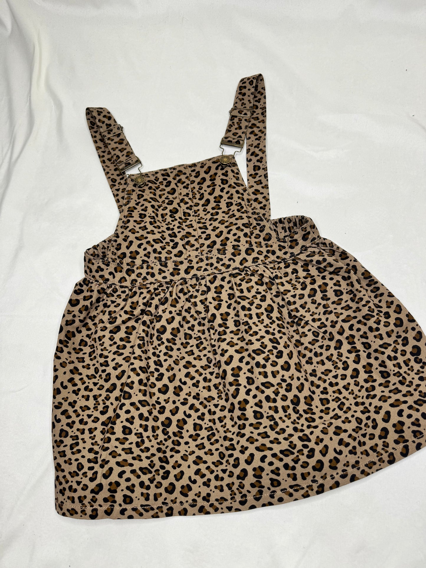 Leopard Denim Overall Dress