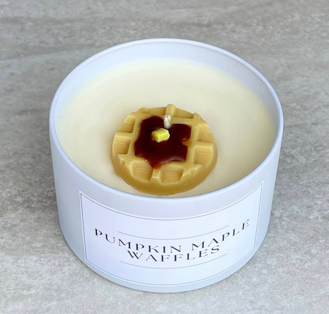 Pumpkin Maple Waffle - 8oz Matte White Jar Soy Wax Candle