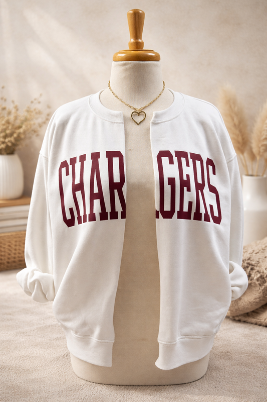 Chargers Varsity Crewneck Cardigan