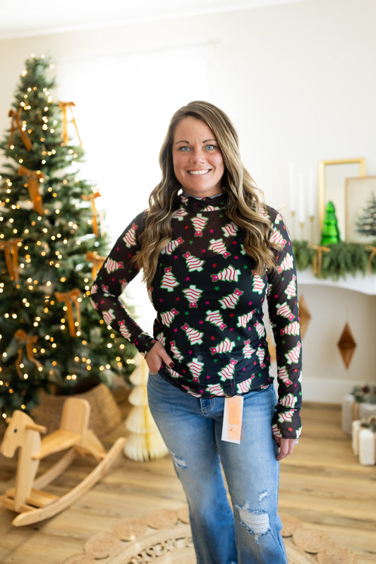 Frosted Tree Mesh Top