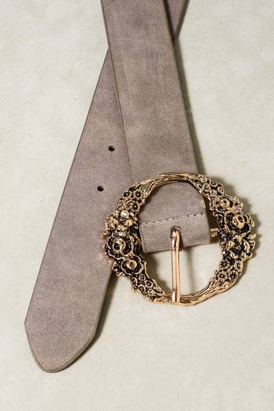 Floral Etched Buckle Belts
