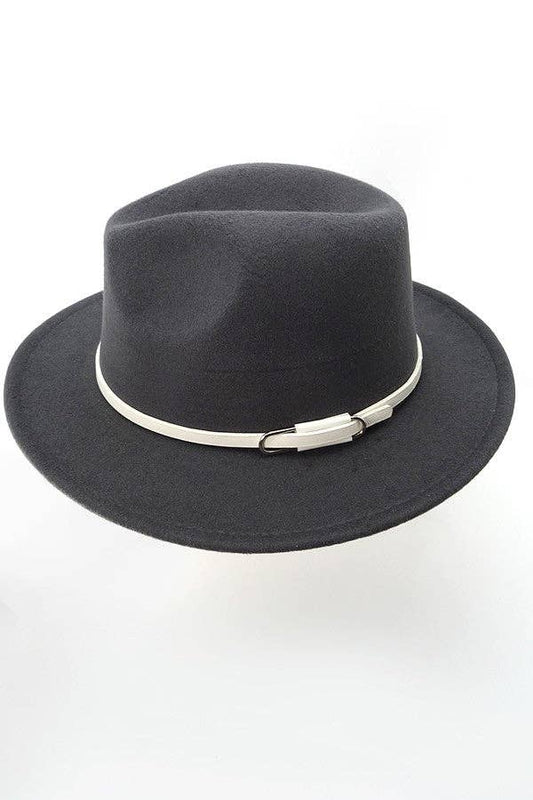 Vintage Classic Charcoal Fedora with White Trim