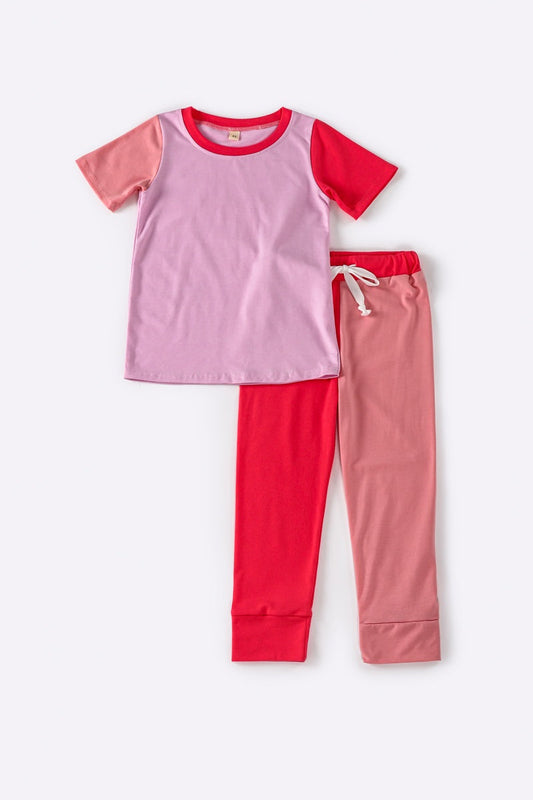 Pink Colorblock Pant Set