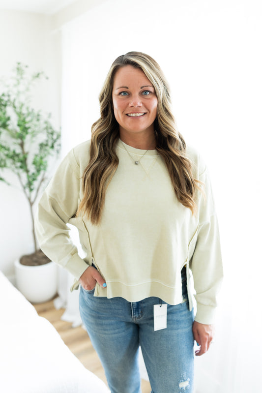 Oatmeal Outseam Detail Pullover | Cozy Neutral Everyday Sweatshirt