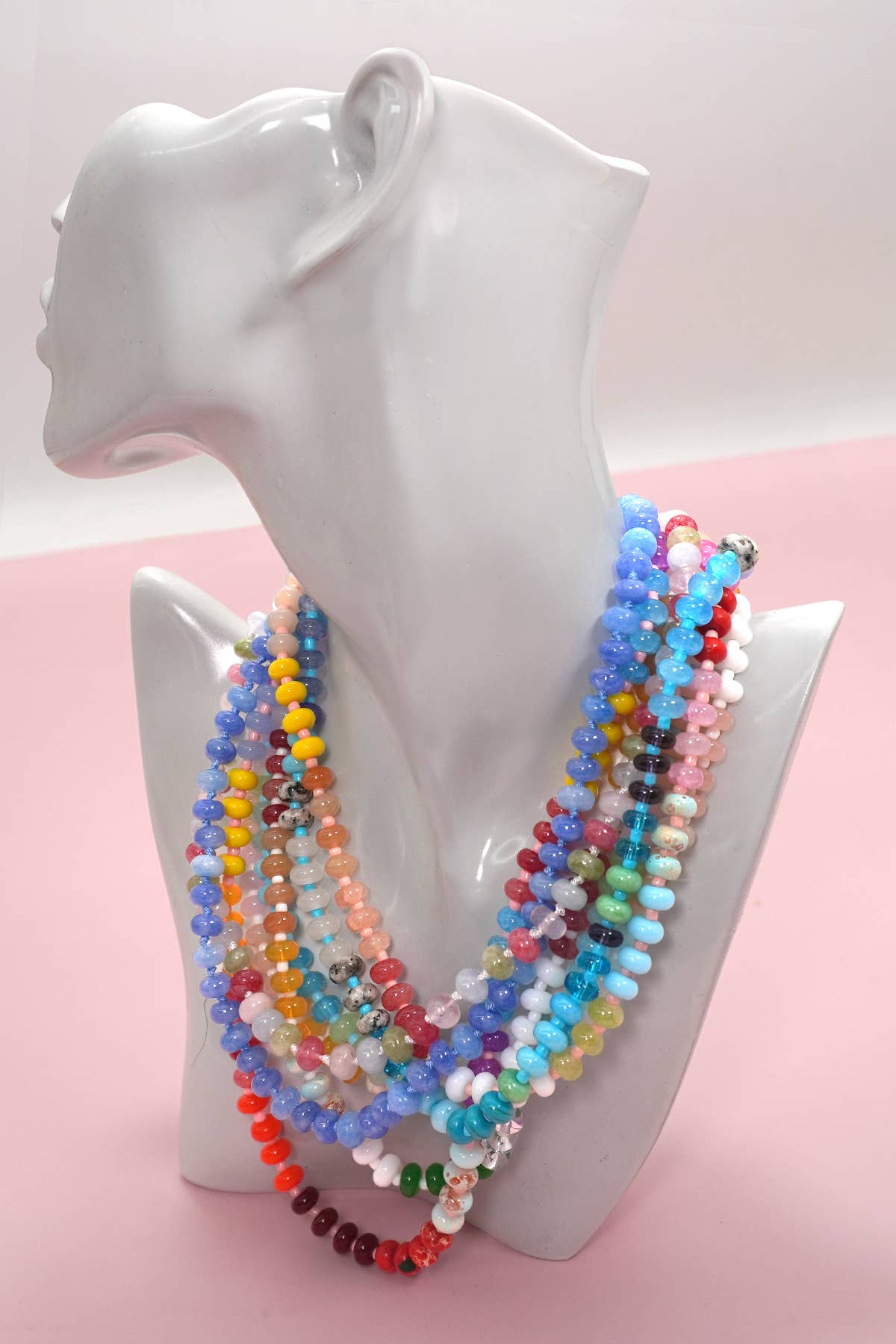Natural Stone Semi-Precious Glass Mixed Necklace