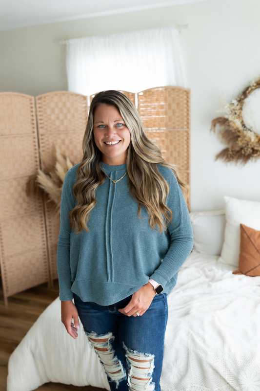 Ash Jade Brushed Melange Hacci Oversized Sweater