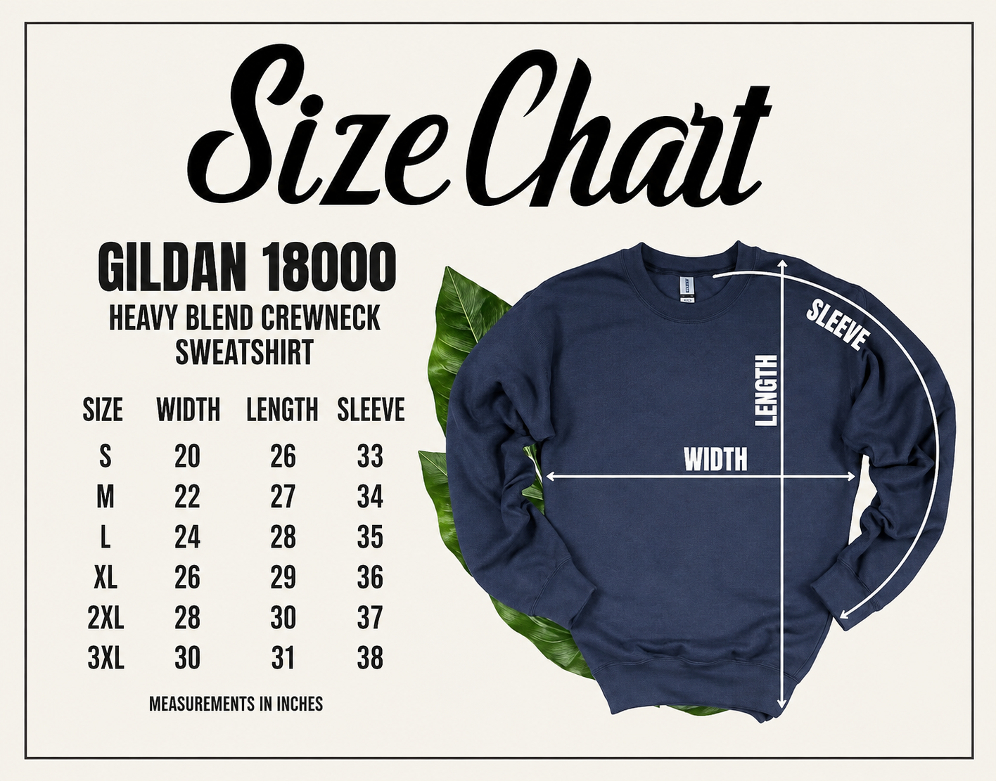 Gildan 18000 Size Chart