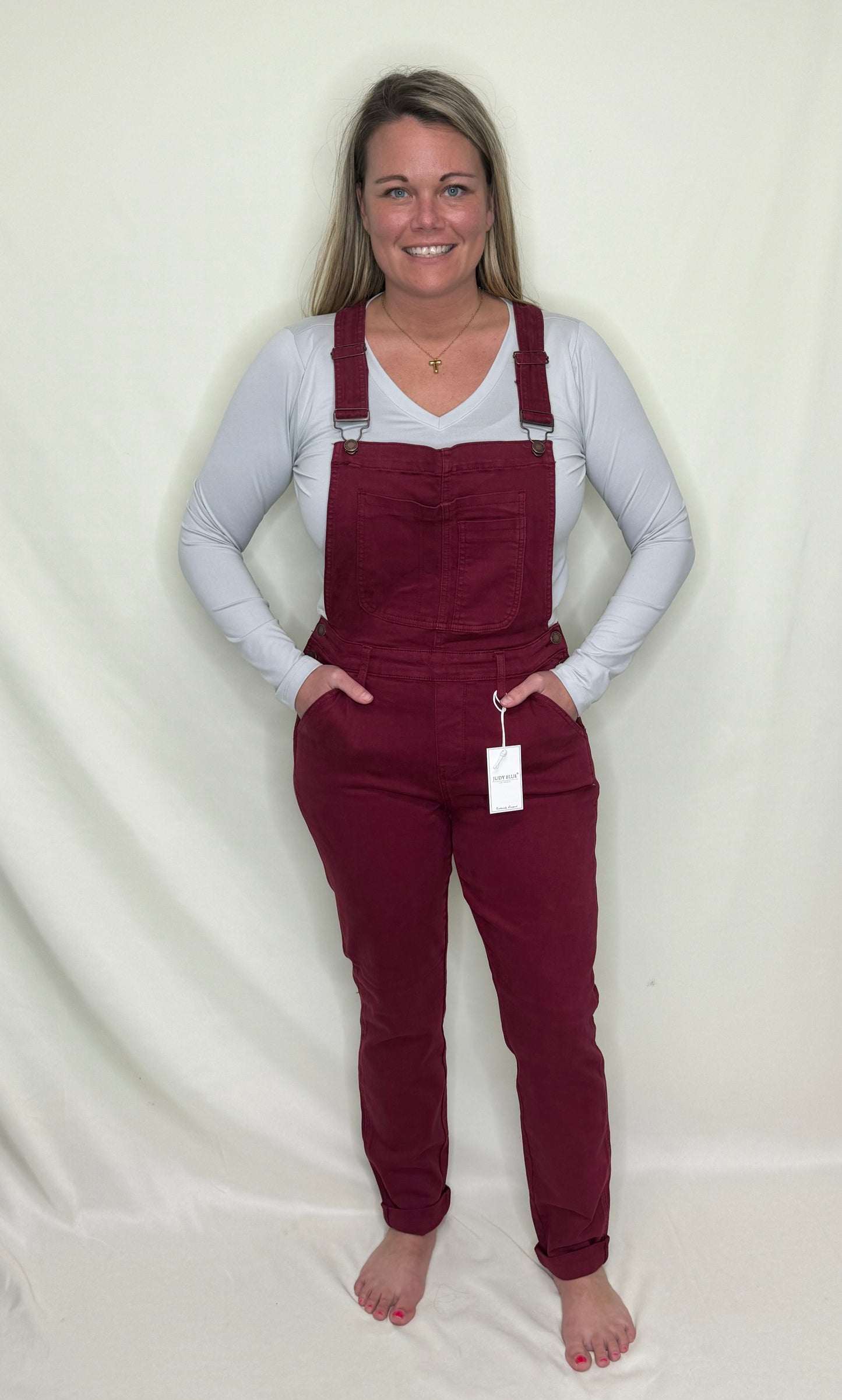 Judy Blue High Rise Maroon Boyfriend Cut Overalls